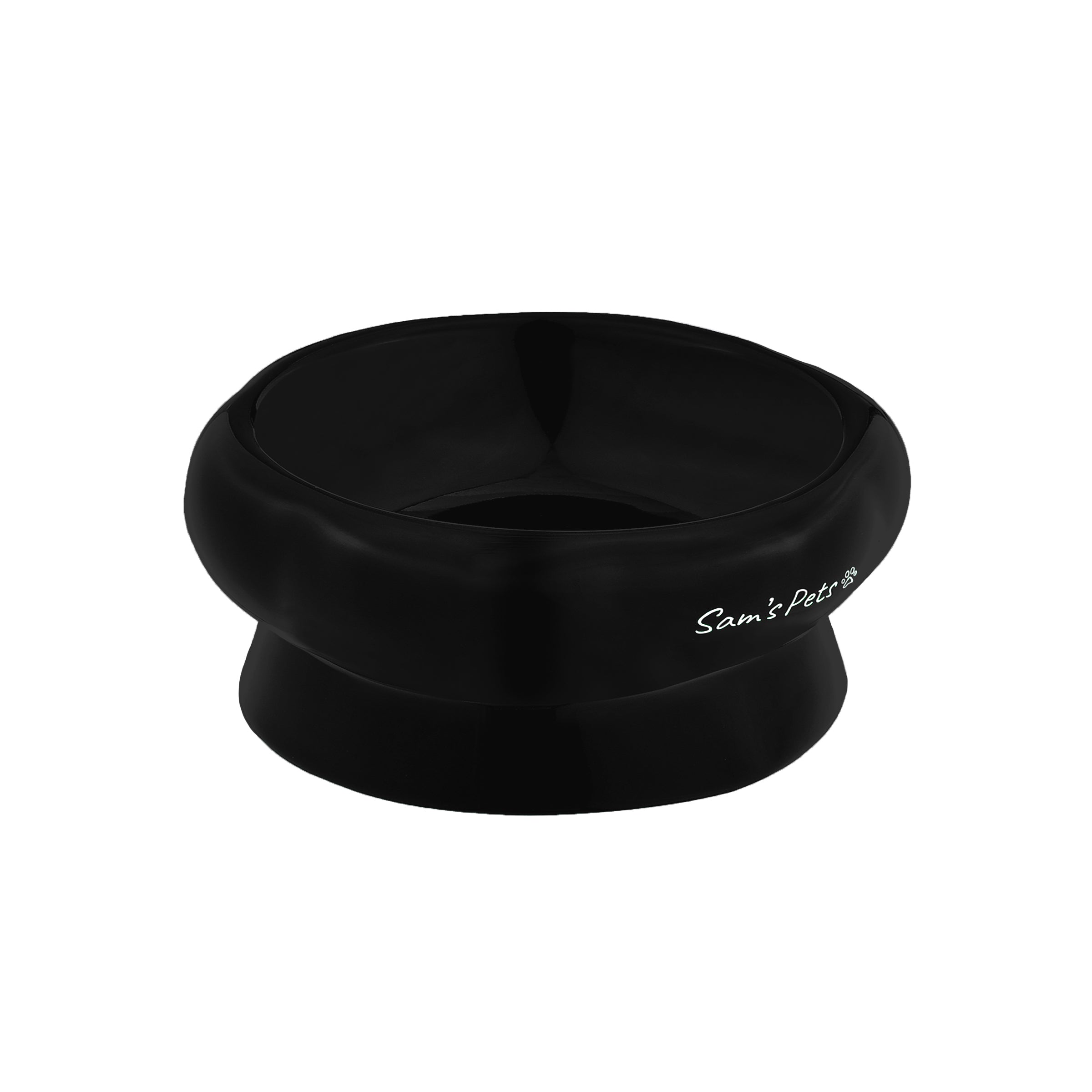 Sam's Pets Short Tulip 2.0 Pet Bowl in Glossy Black