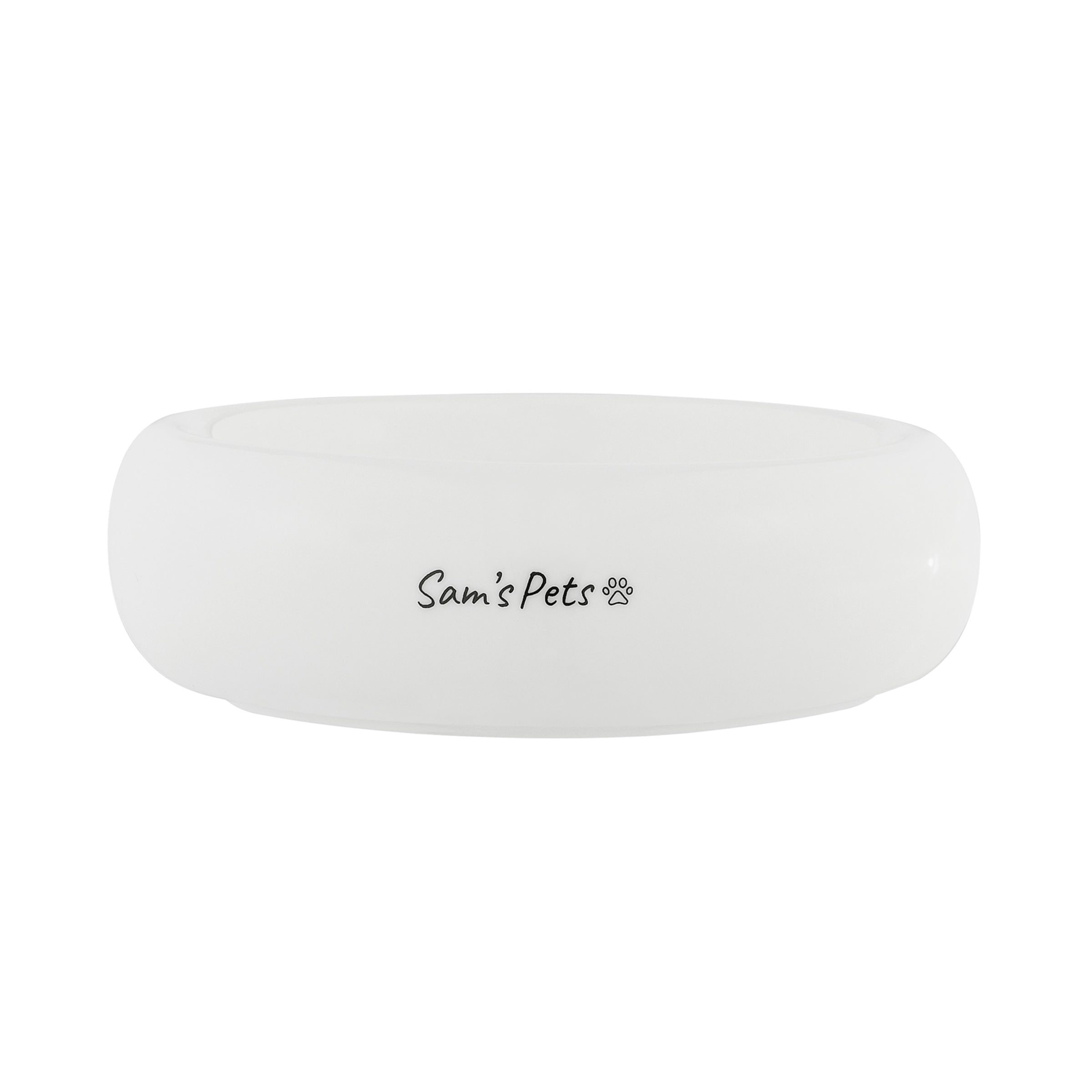 Sam's Pets Short Tulip Pet Bowl In Glossy White