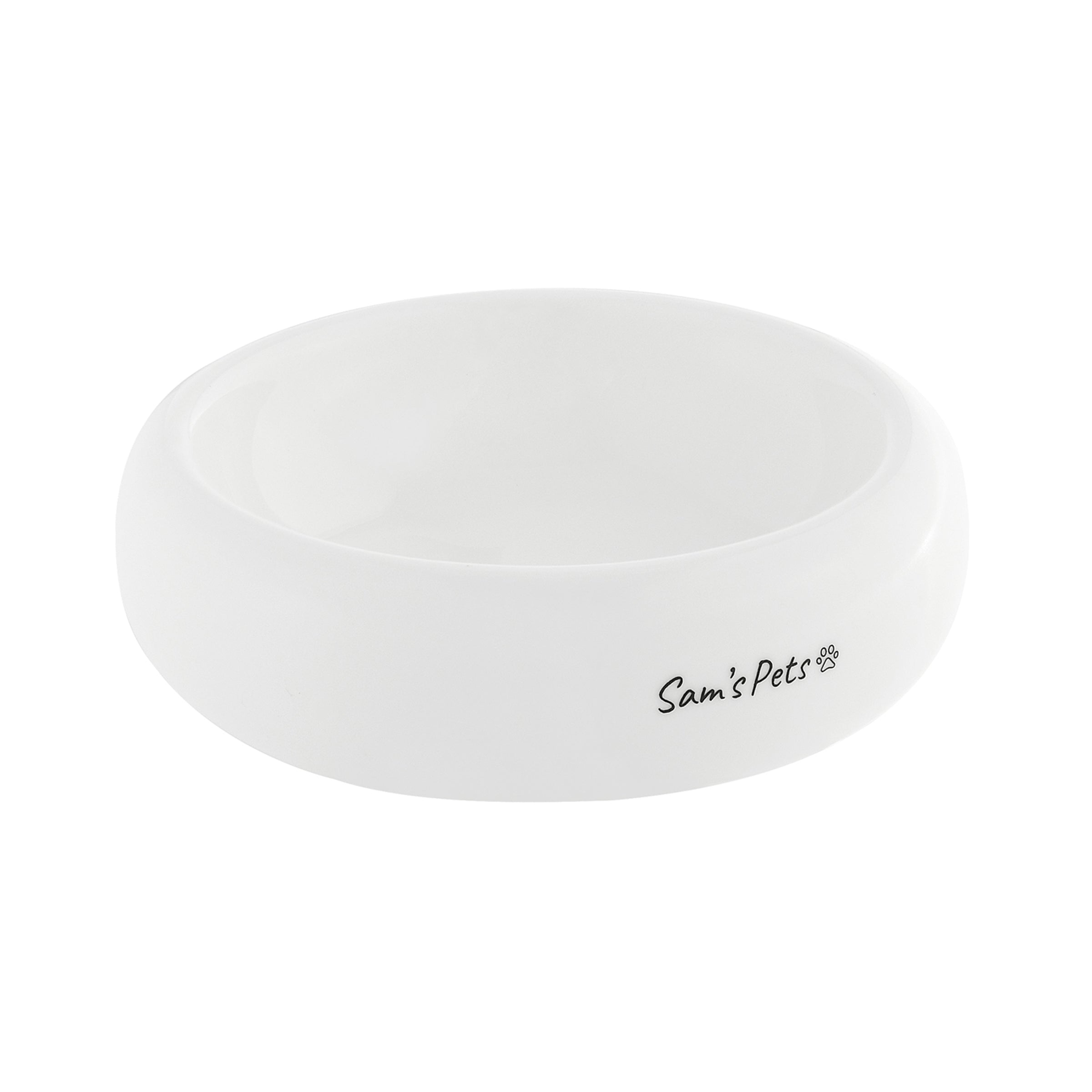 Sam's Pets Short Tulip Pet Bowl In Glossy White