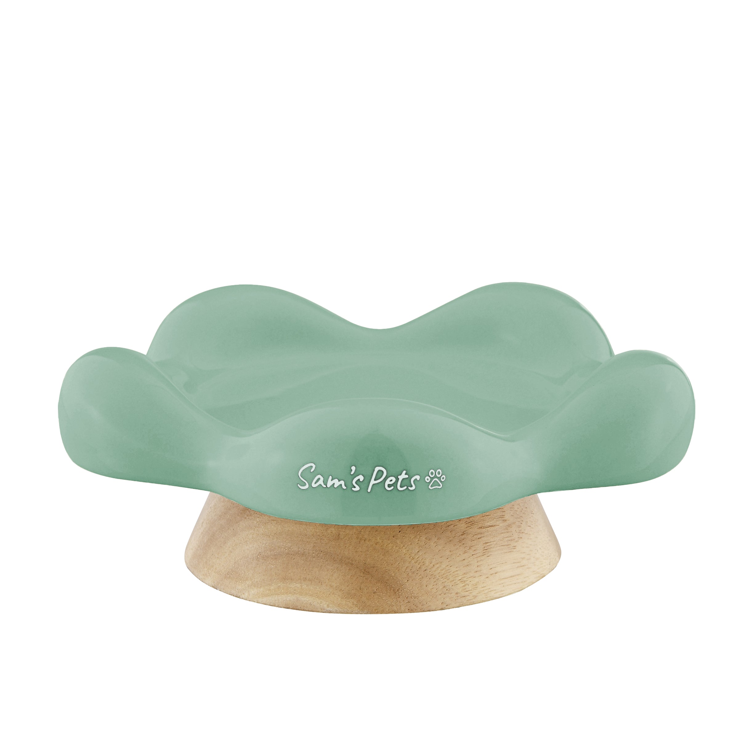 Sam's Pets Daisy Oak Stand Pet Bowl In Glossy Mint