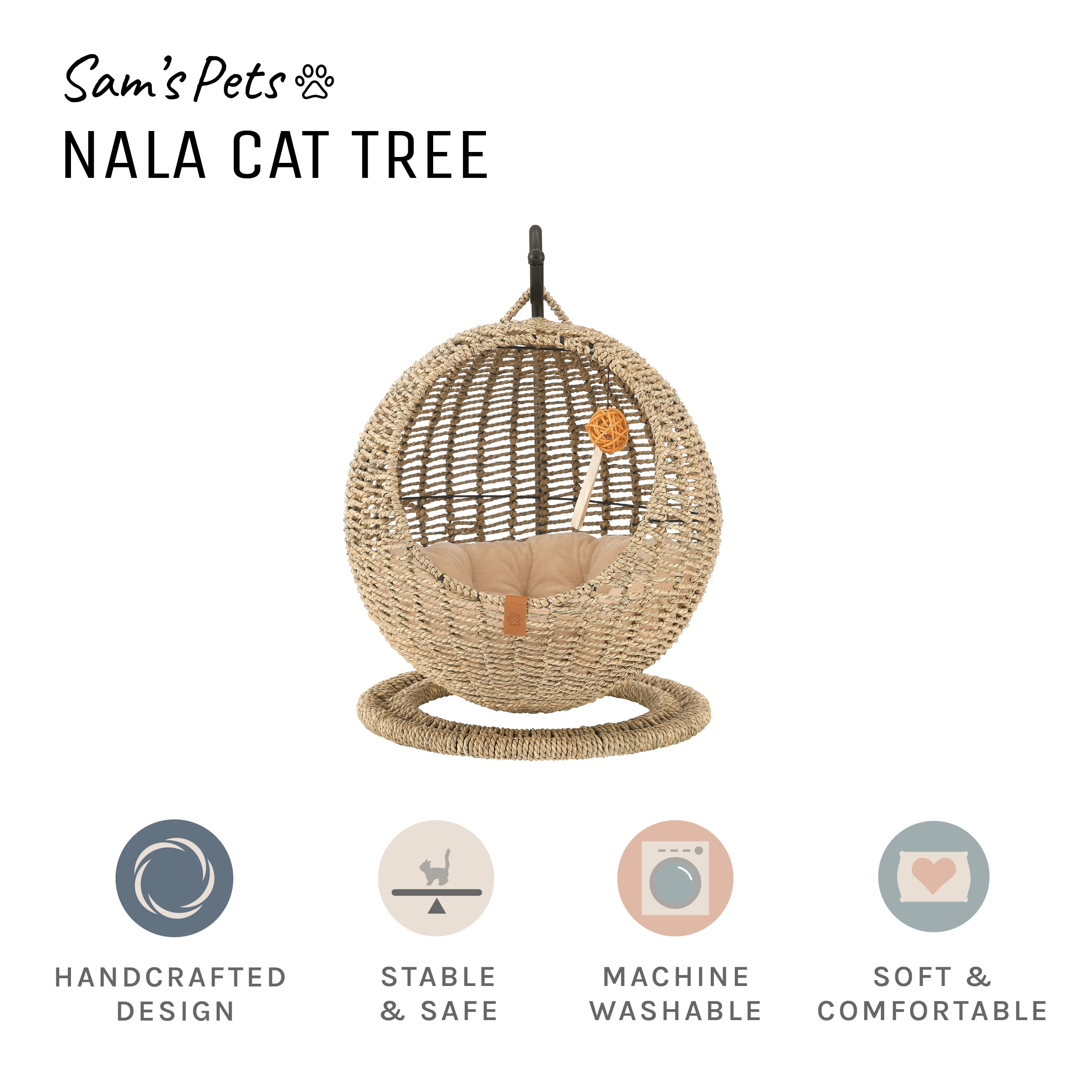 Sam's Pets Nala Hanging Egg Cat Condo In Beige