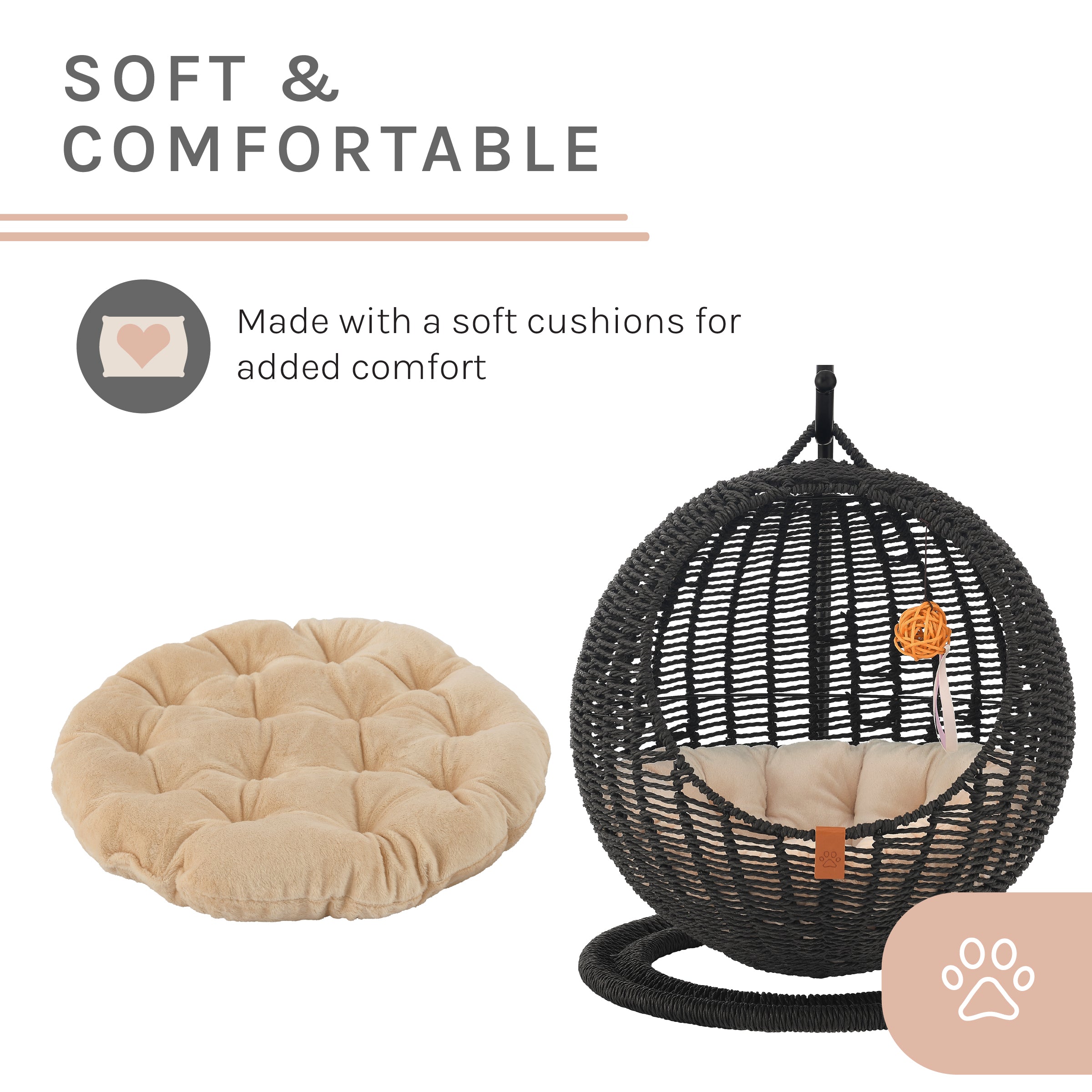 Sam's Pets Nala Hanging Egg Cat Condo In Black