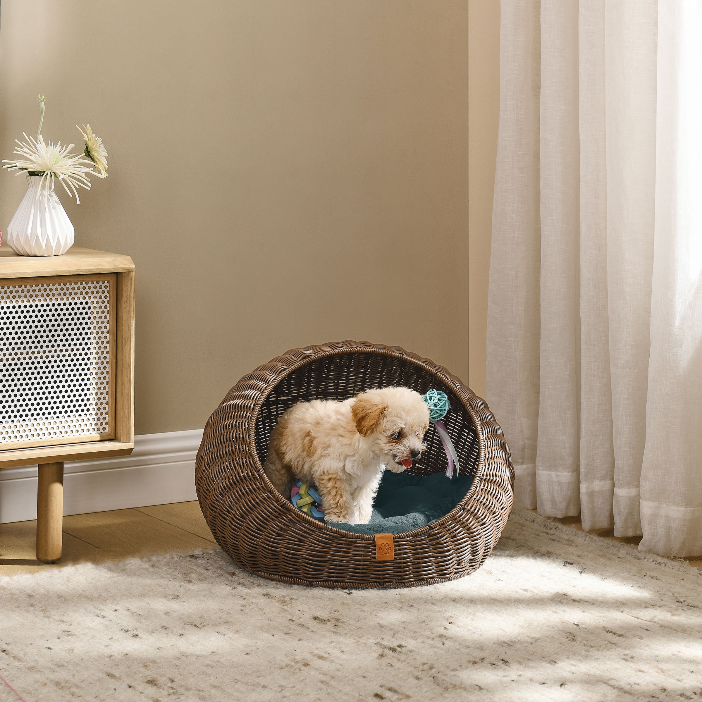 Sam's Pets Nala 20'' Dog Cat Bed In Brown Oak