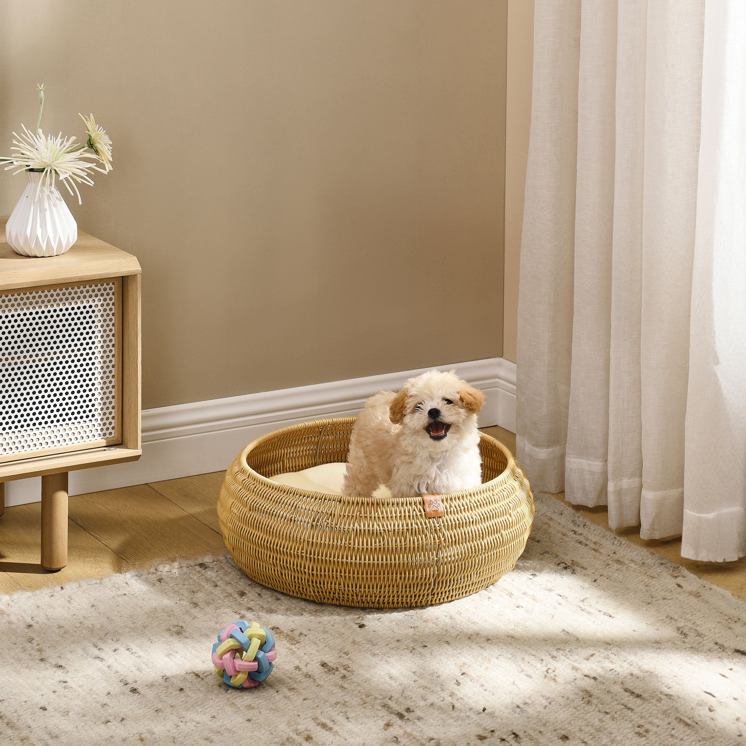 Sam's Pets Leo 19'' Dog/Cat Bed In Beige