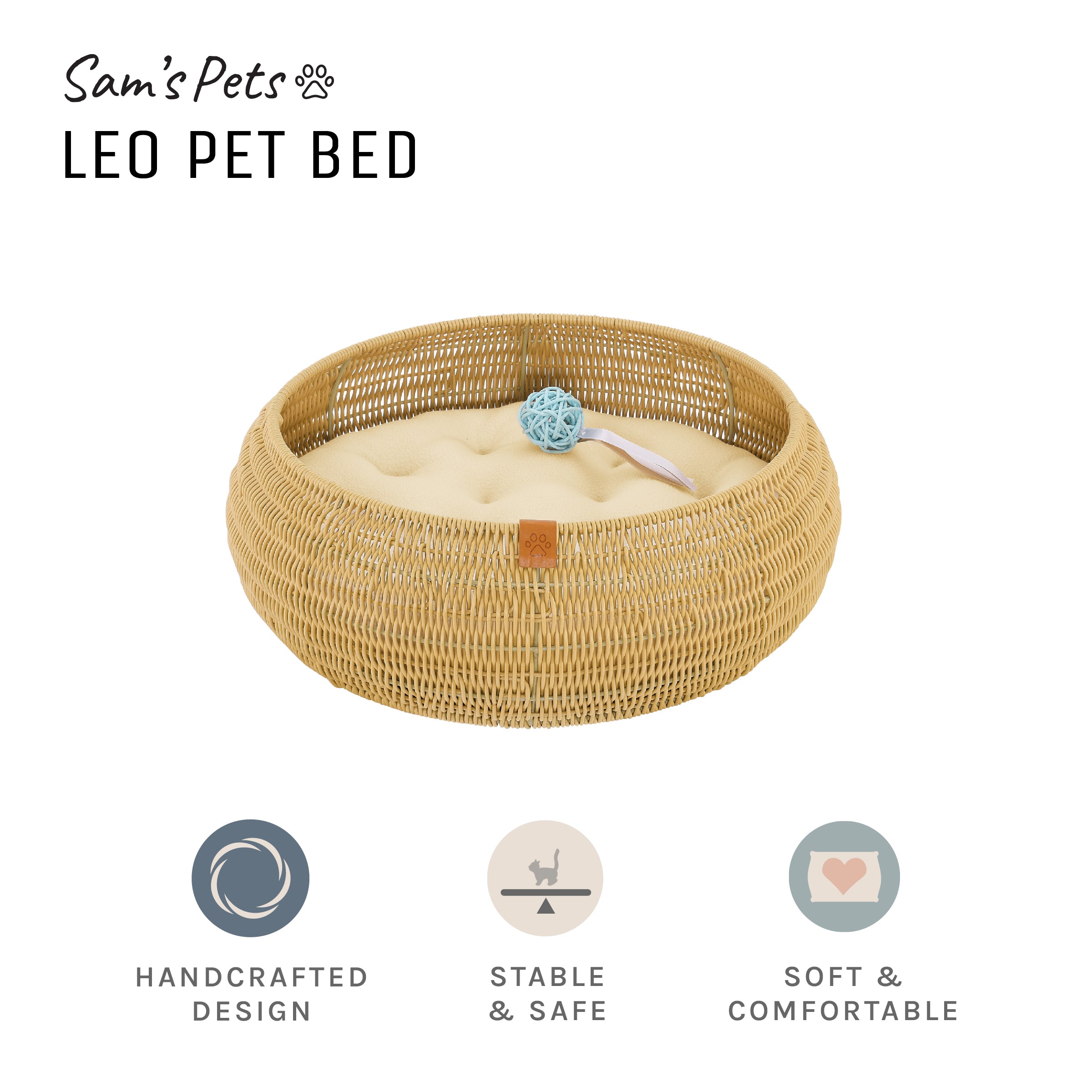 Sam's Pets Leo 19'' Dog/Cat Bed In Beige