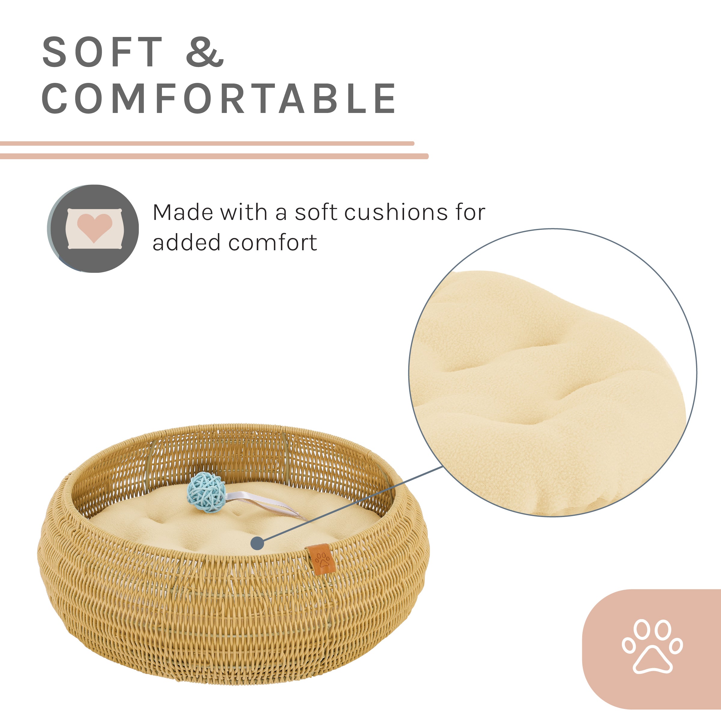 Sam's Pets Leo 19'' Dog/Cat Bed In Beige