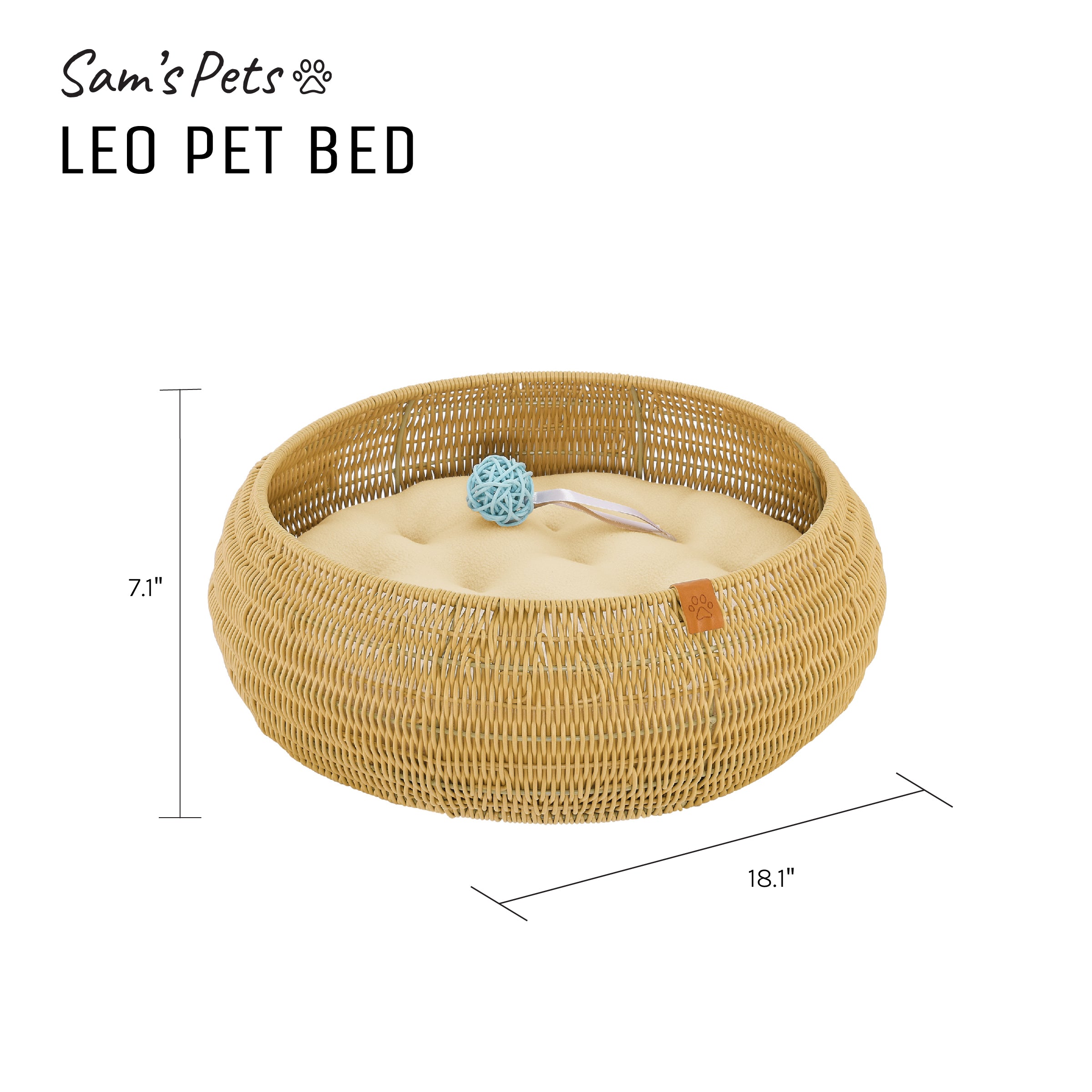 Sam's Pets Leo 19'' Dog/Cat Bed In Beige