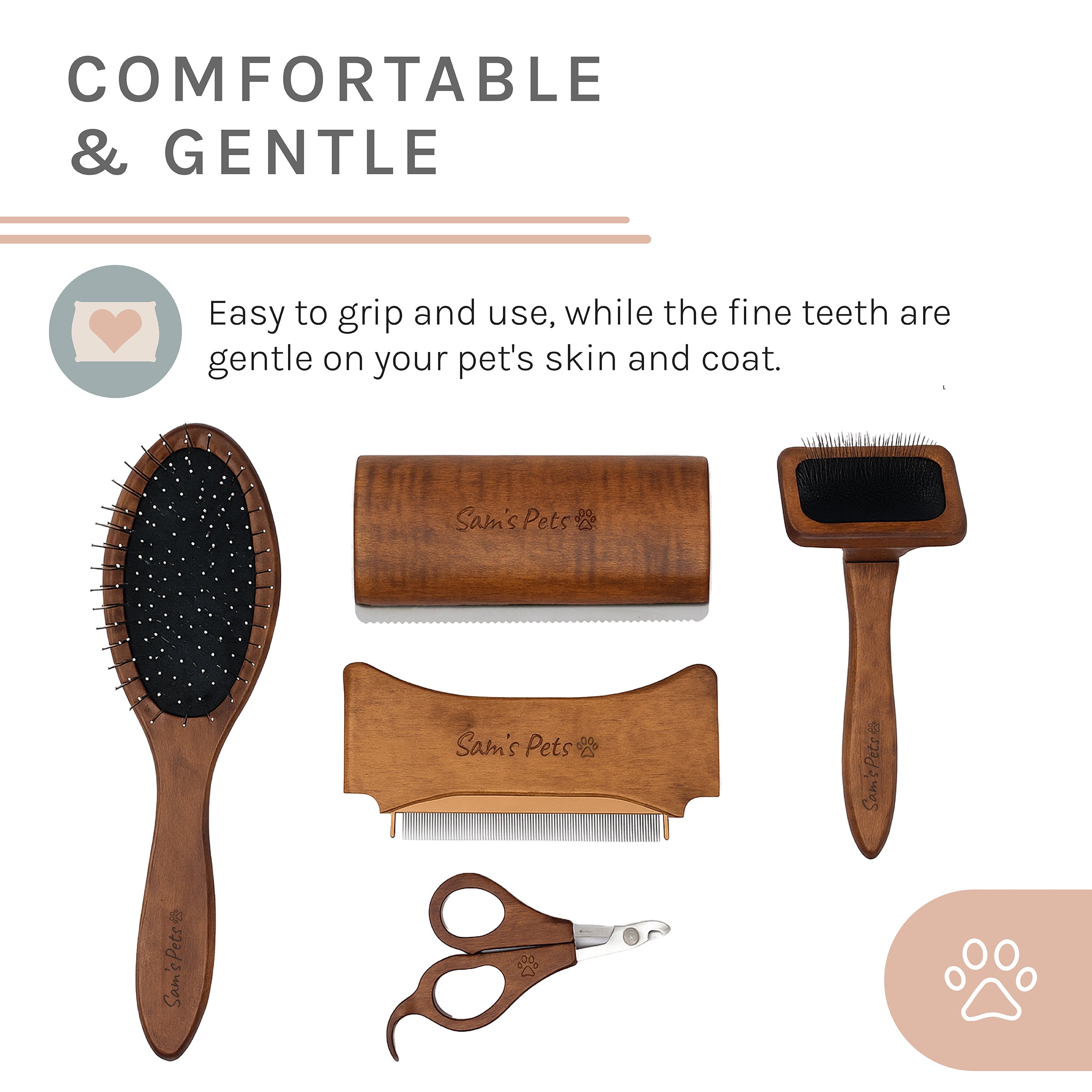 Sam's Pets Grooming Kit For Dogs & Cats in Dark Brown