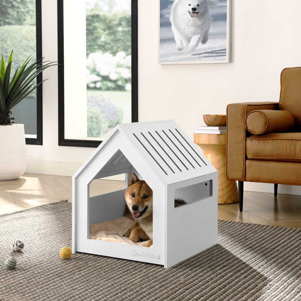Forest 23'' Dog House In White Oak – Sam's Pets LLC
