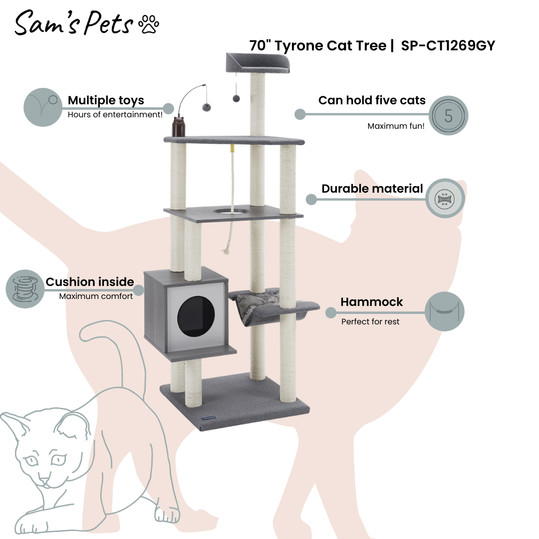 Tyrone® 70 inch Gray Cat Tree