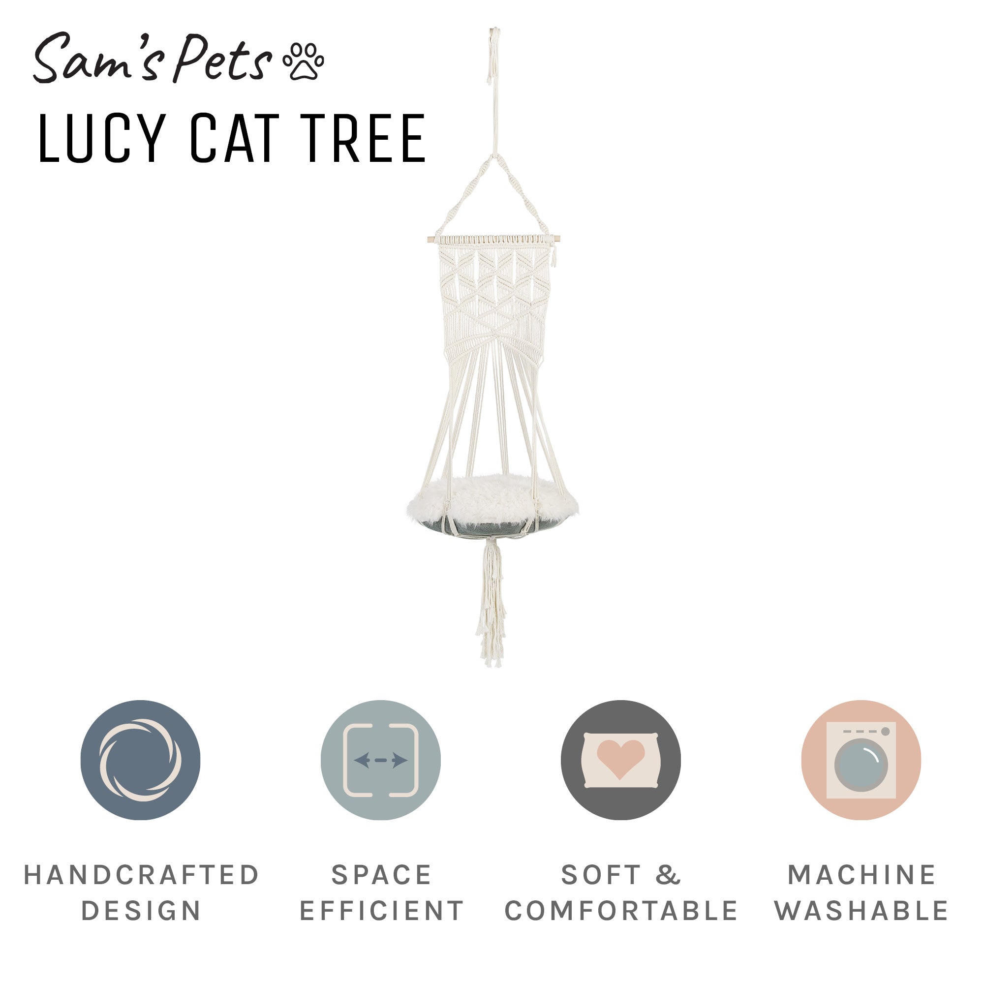 Lucy Macramé White Cat Tree