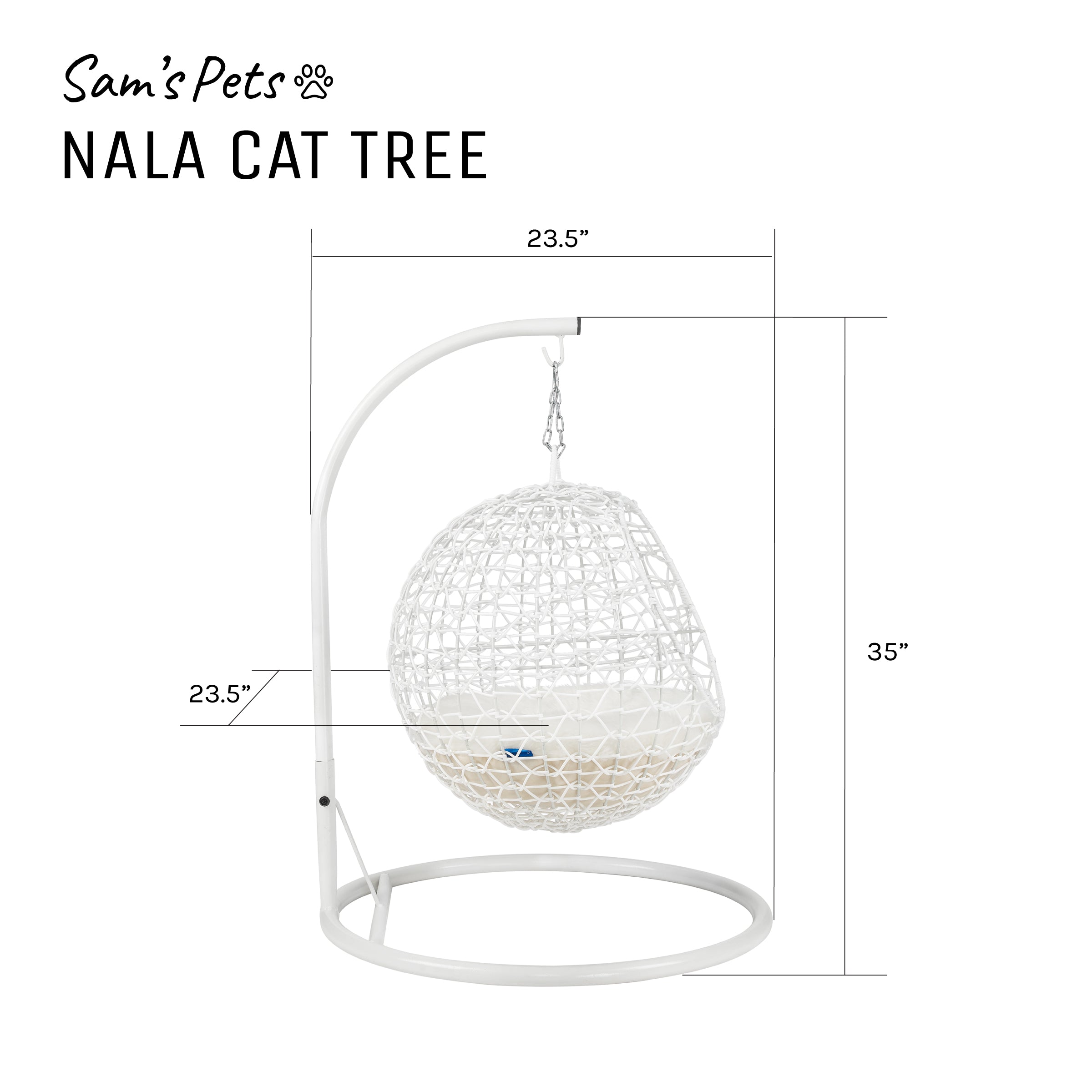 Nala Hanging Egg Cat Condo White
