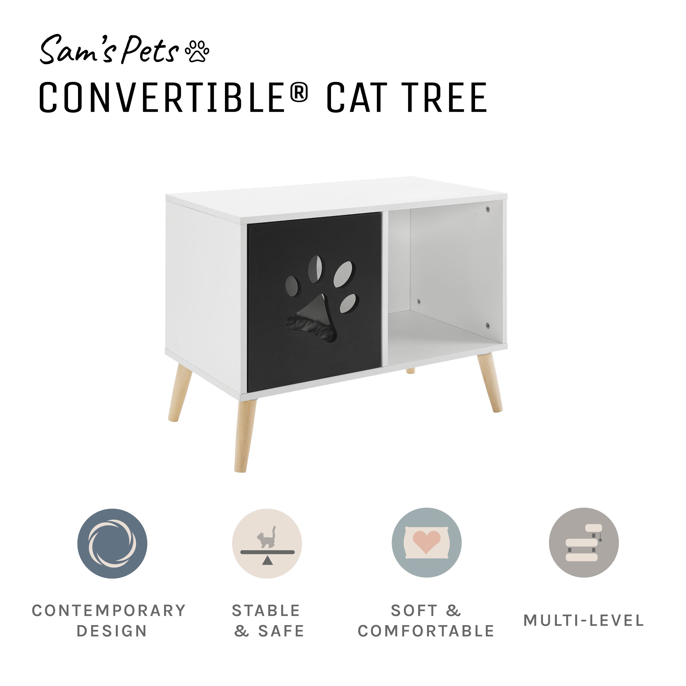 Convertible® 22" Black and White Cat Tree End Table