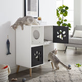 Convertible® 37" Black and White Cat Tree End-Table Shelf