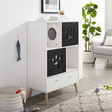 Convertible® 45" Black and White Cat Tree Shelf with Drawer