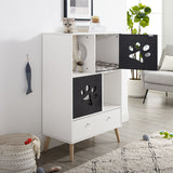 Convertible® 45" Black and White Cat Tree Shelf with Drawer