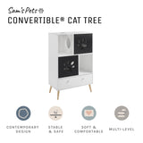 Convertible® 45" Black and White Cat Tree Shelf with Drawer