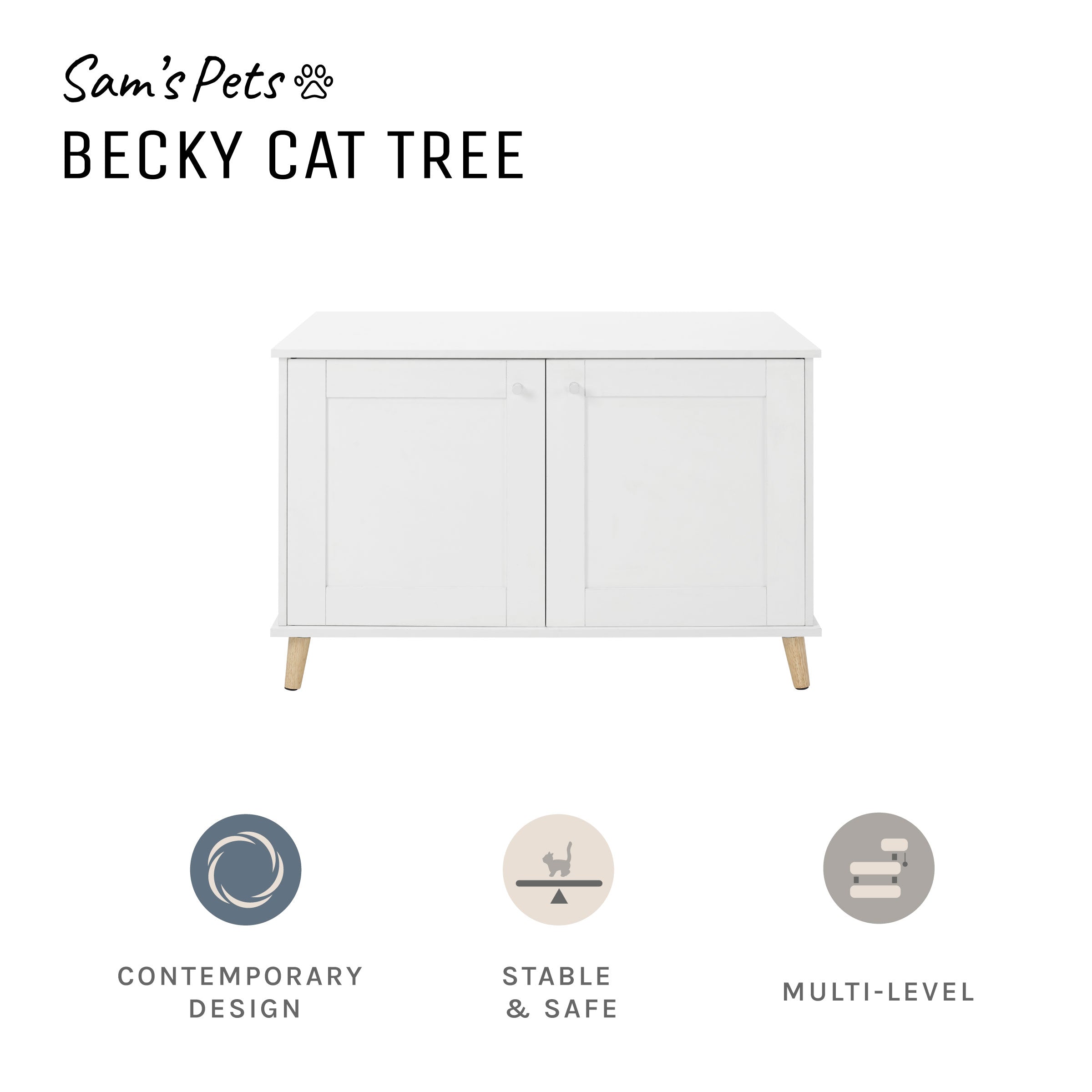 Becky 24.5" White Cat Tree End Table in White