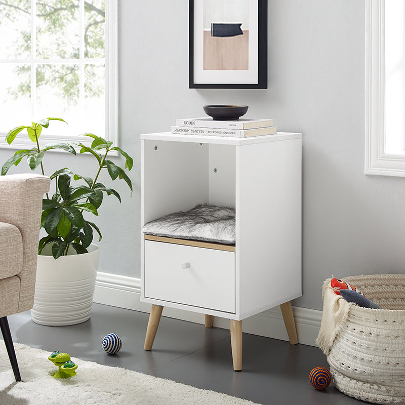 Becky 28" White Single Rest Cat Tree With Drawer