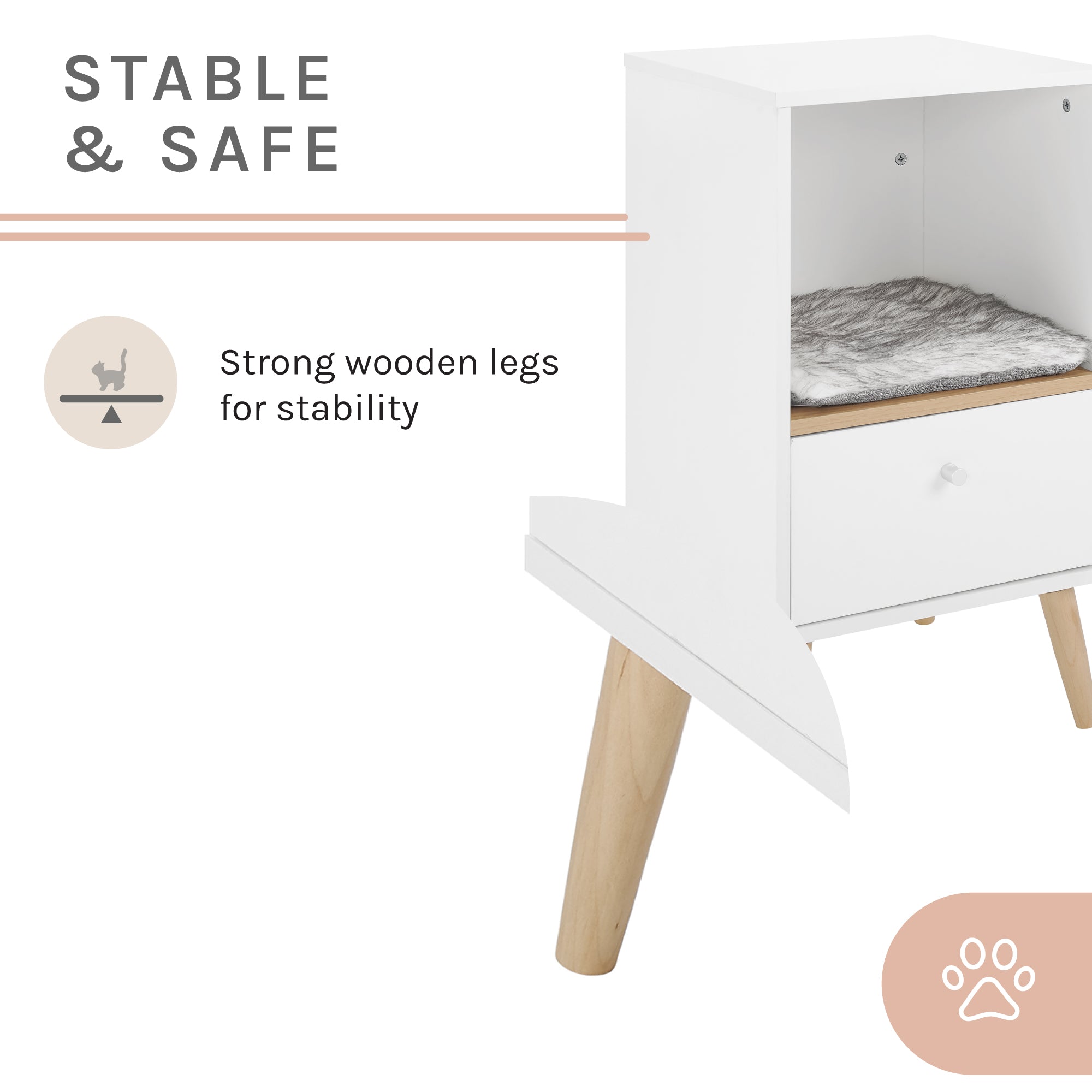 Becky 28" White Single Rest Cat Tree With Drawer