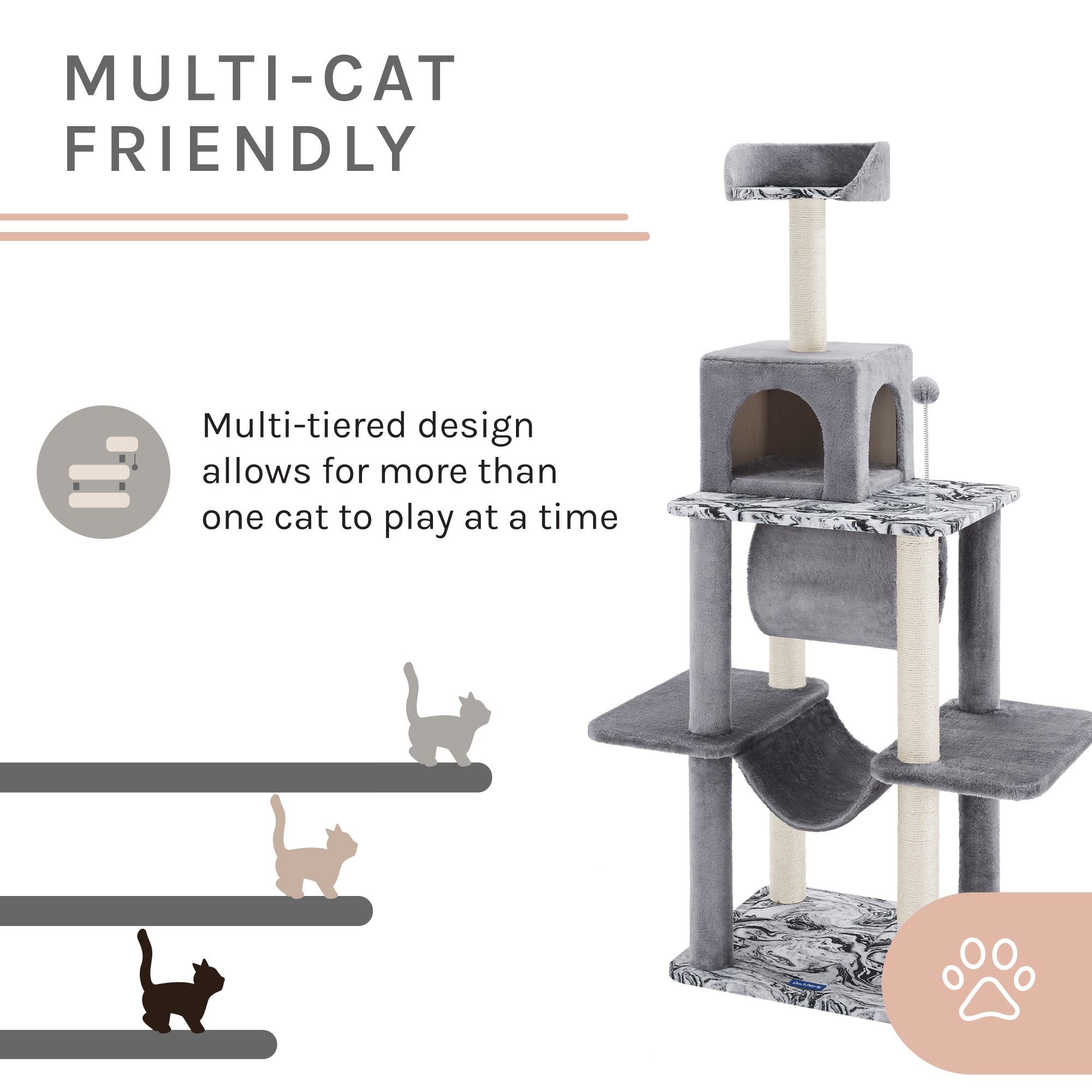 Dazzle® 59" Gray Cat Scratching Tree