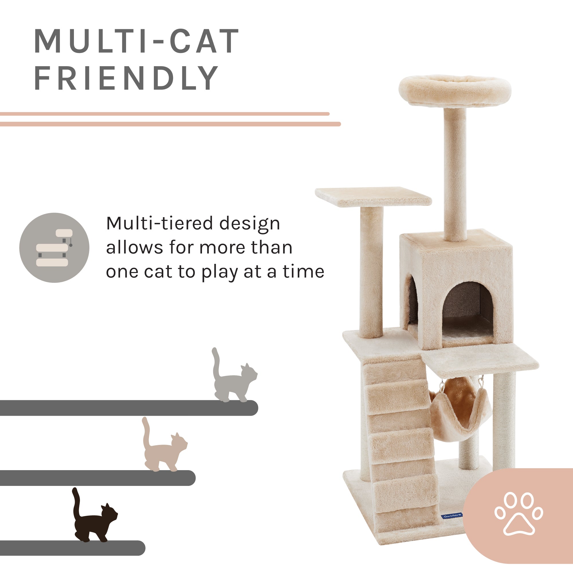 Double Decker 51" Cream Cat Tree