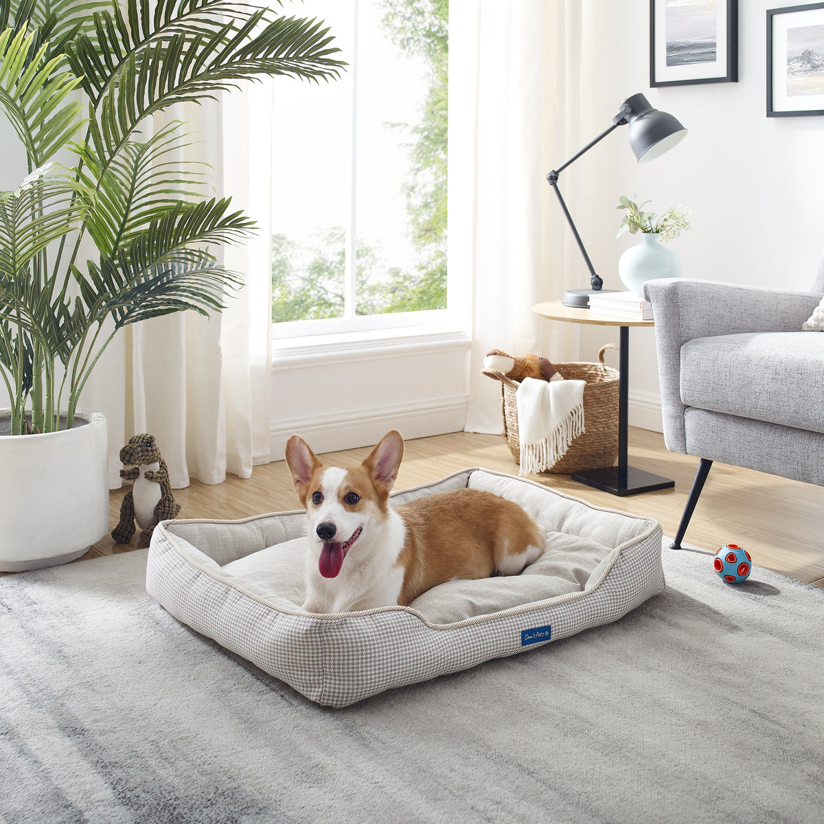 Arlo® Large Brown Plaid Dog Bed