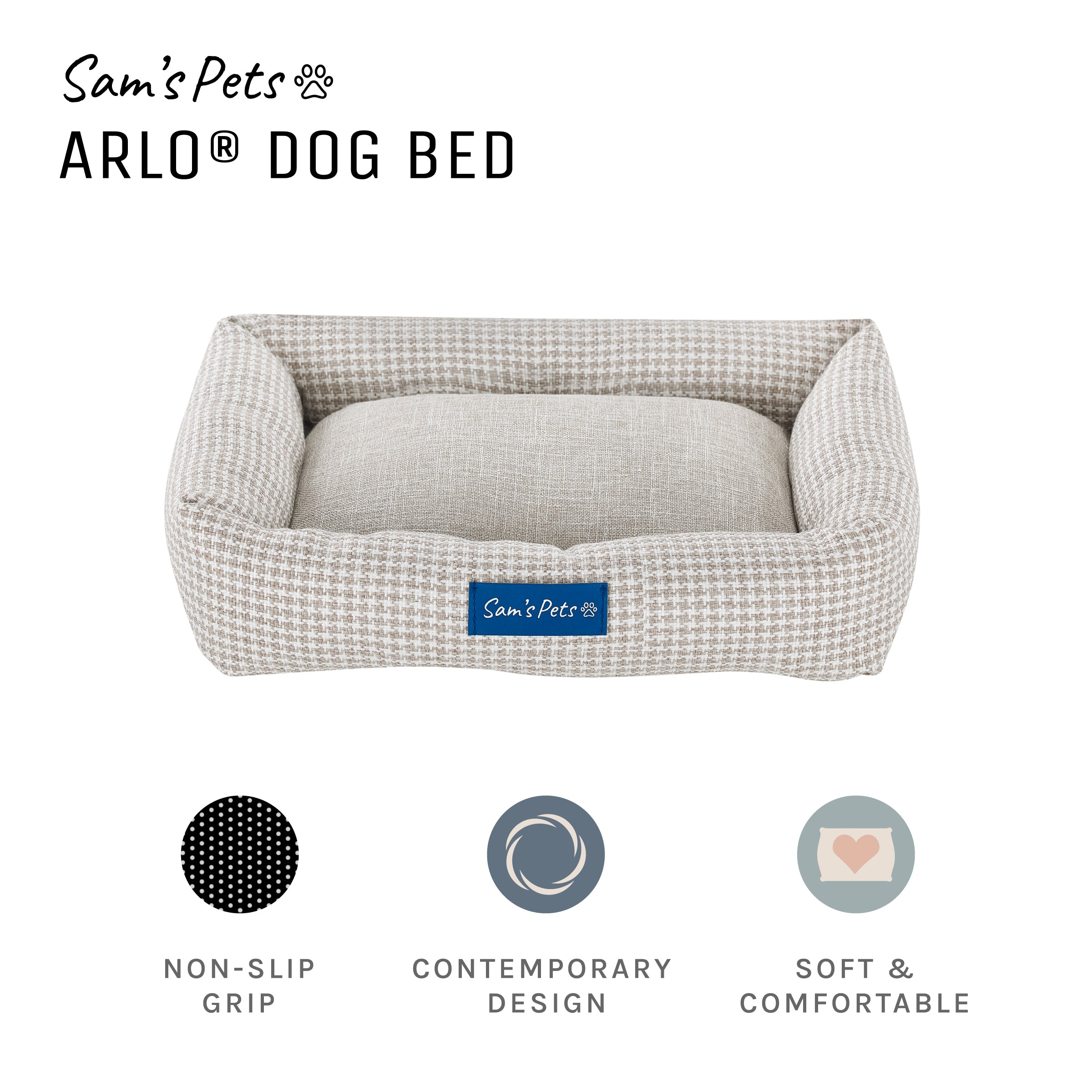 Arlo® Small Brown Plaid Bolster Dog Bed