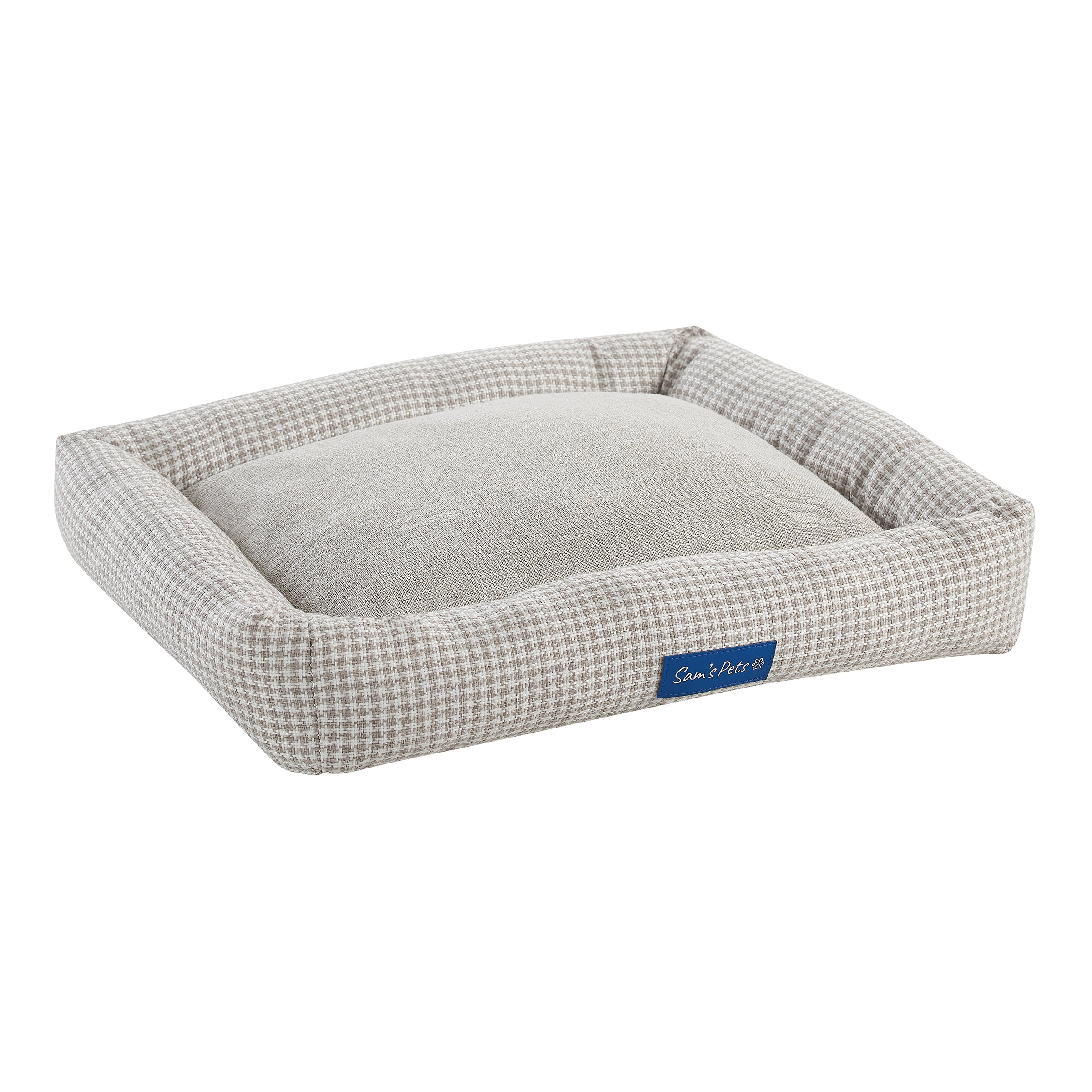 Arlo® Medium Brown Plaid Bolster Dog Bed