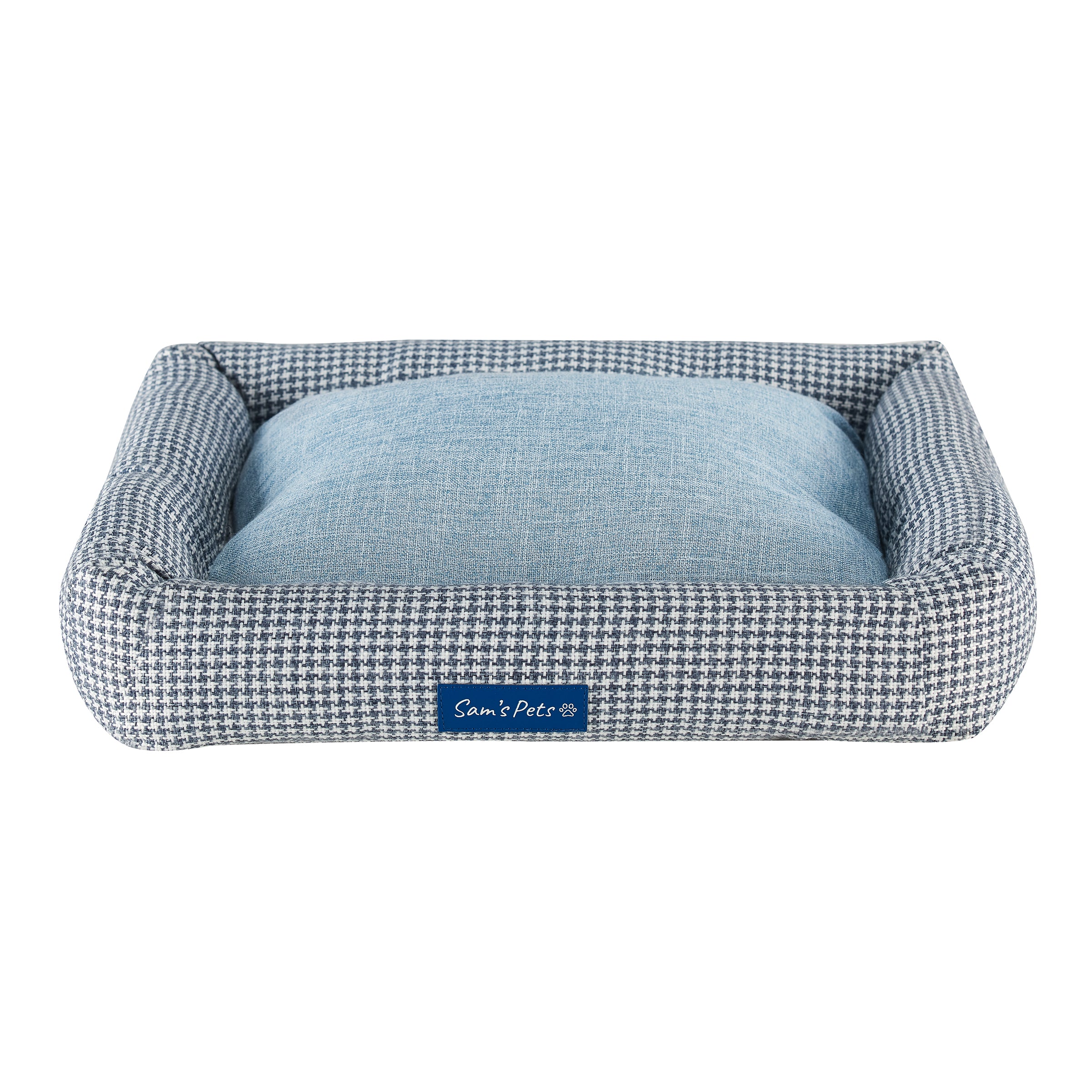 Arlo® Medium Blue Plaid Bolster Dog Bed