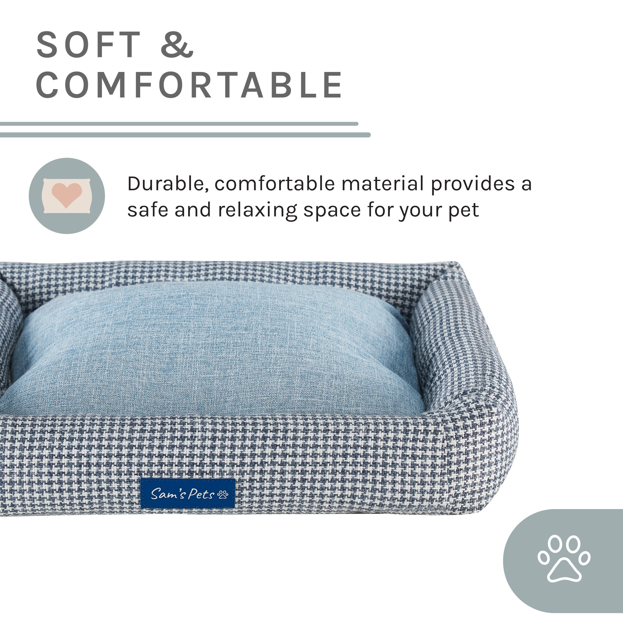 Arlo® Medium Blue Plaid Bolster Dog Bed