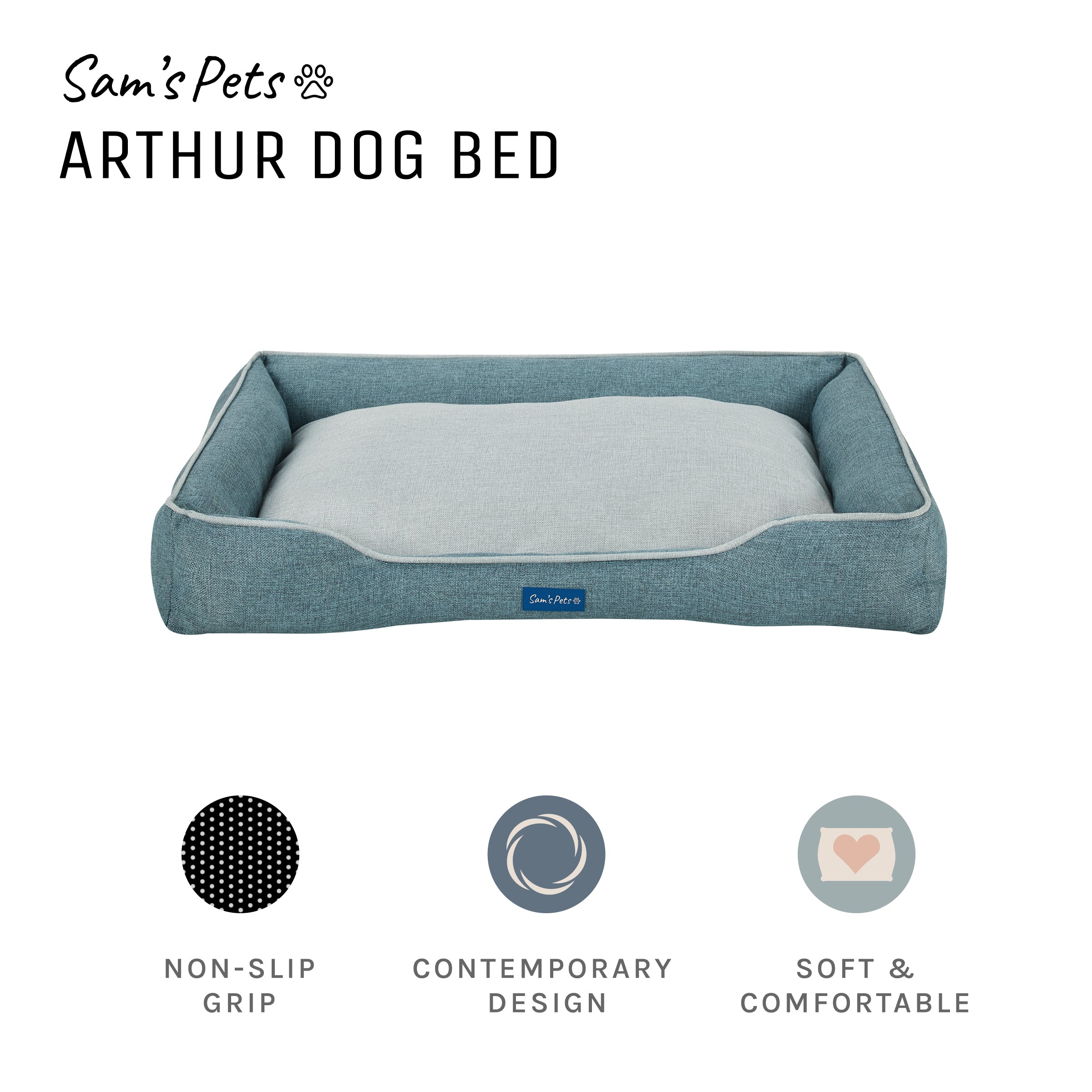 Arthur Large Teal Dog Bed