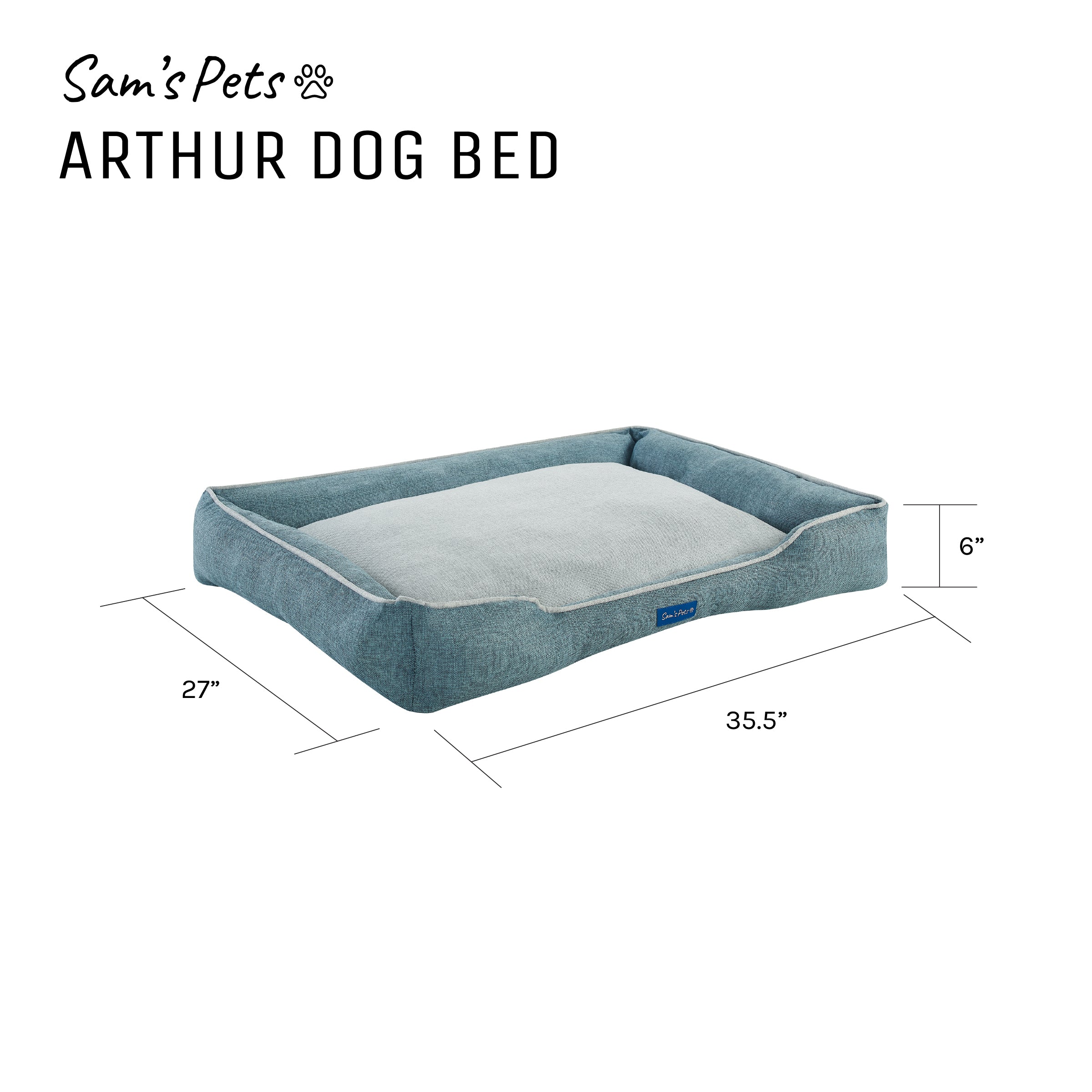 Arthur Large Teal Dog Bed
