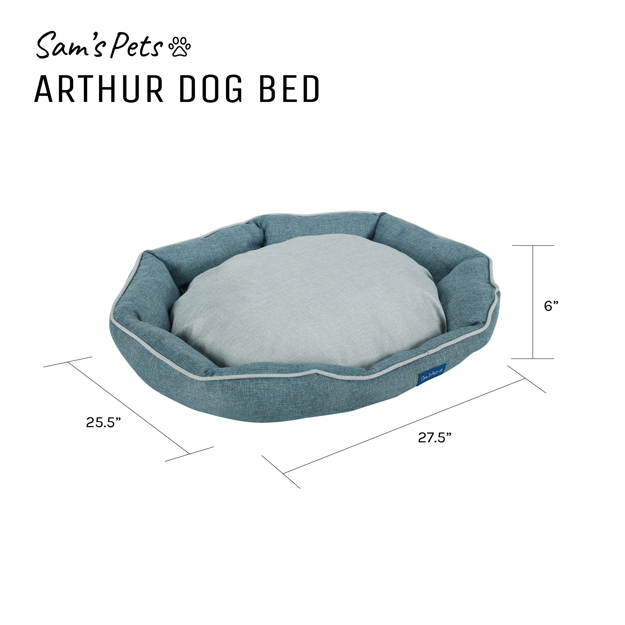 Arthur Large Teal Hexagon Dog Bed