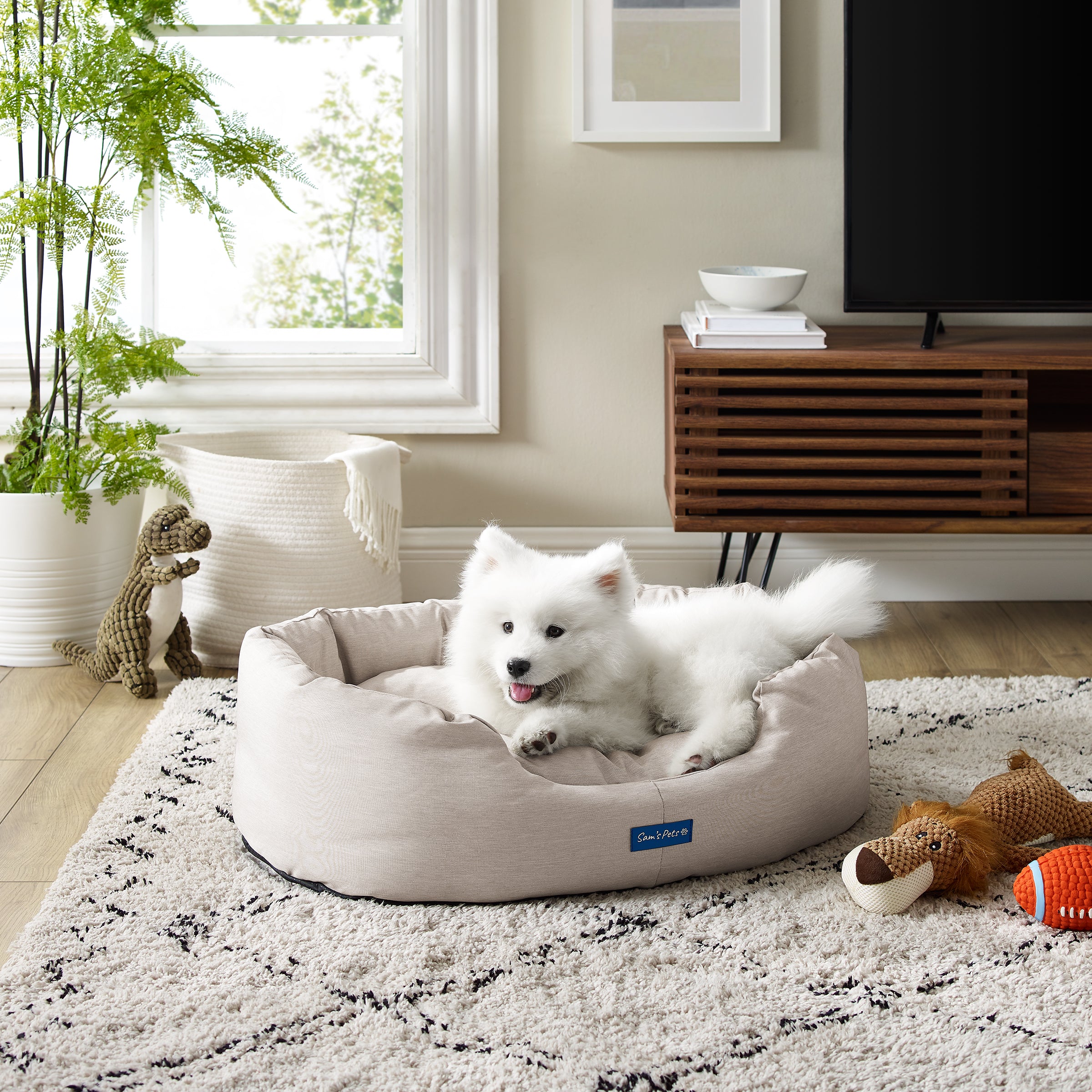 Missy® Small Beige Round Dog Bed