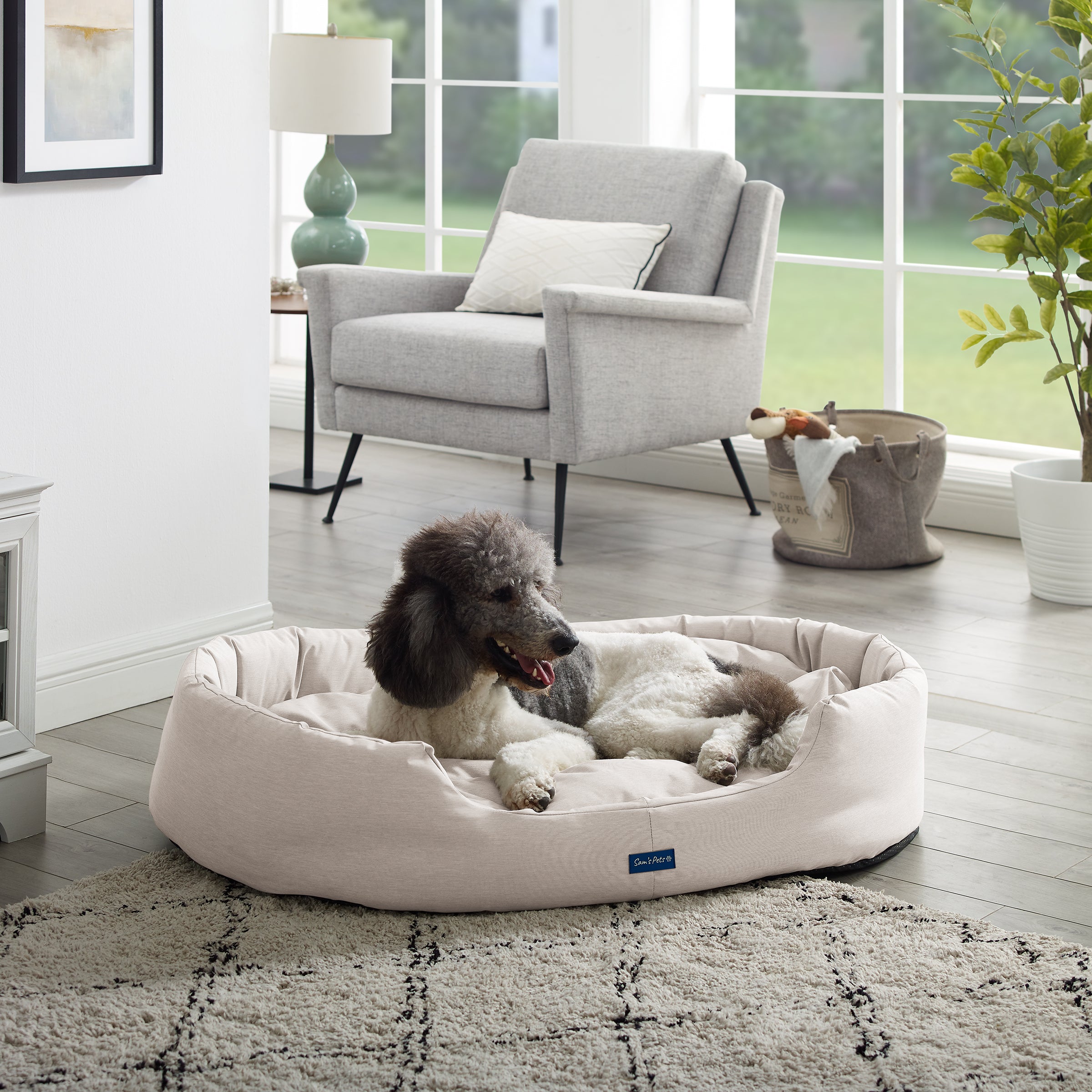 Missy® Large Beige Round Dog Bed