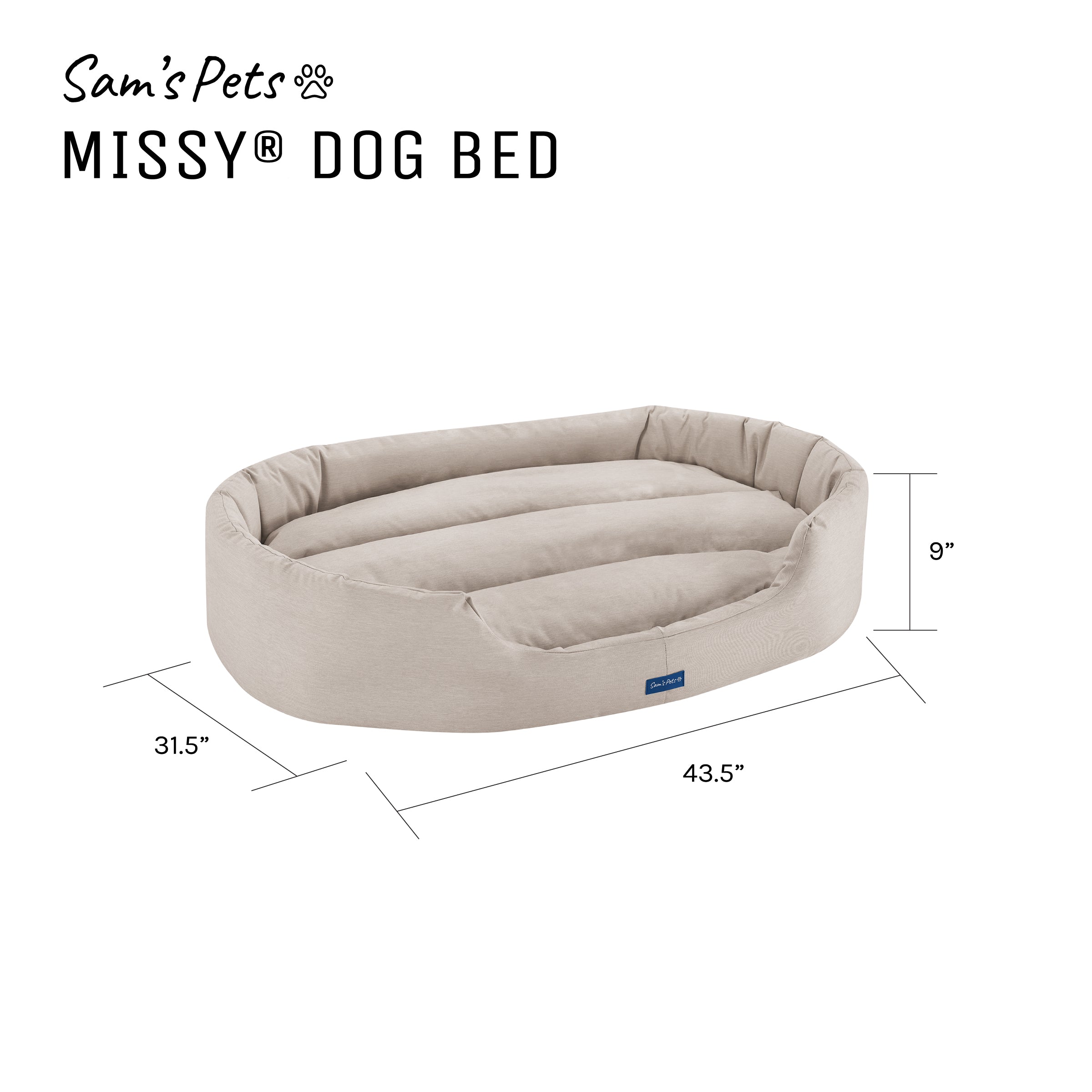 Missy® Large Beige Round Dog Bed