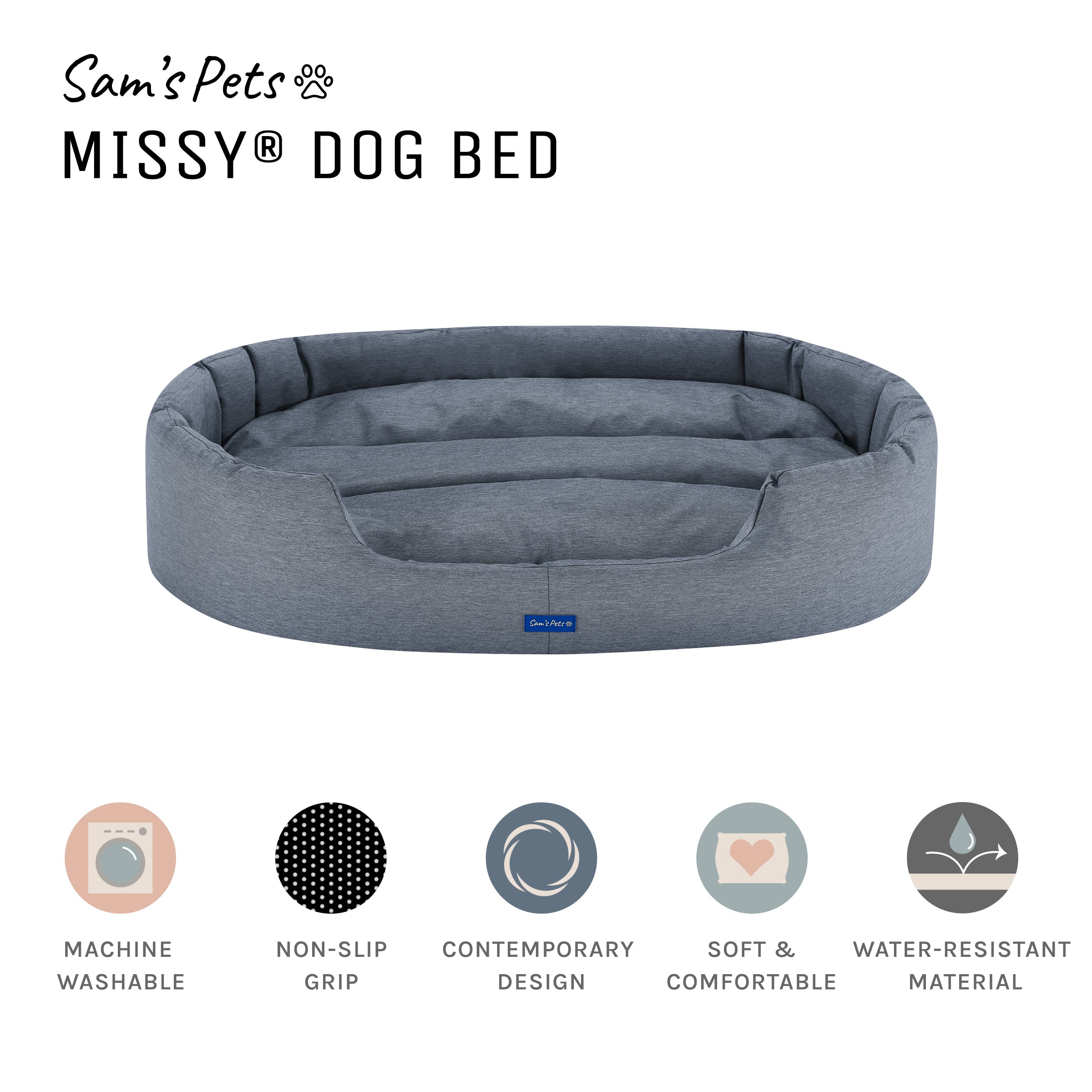 Missy® Large Navy Blue Round Dog Bed