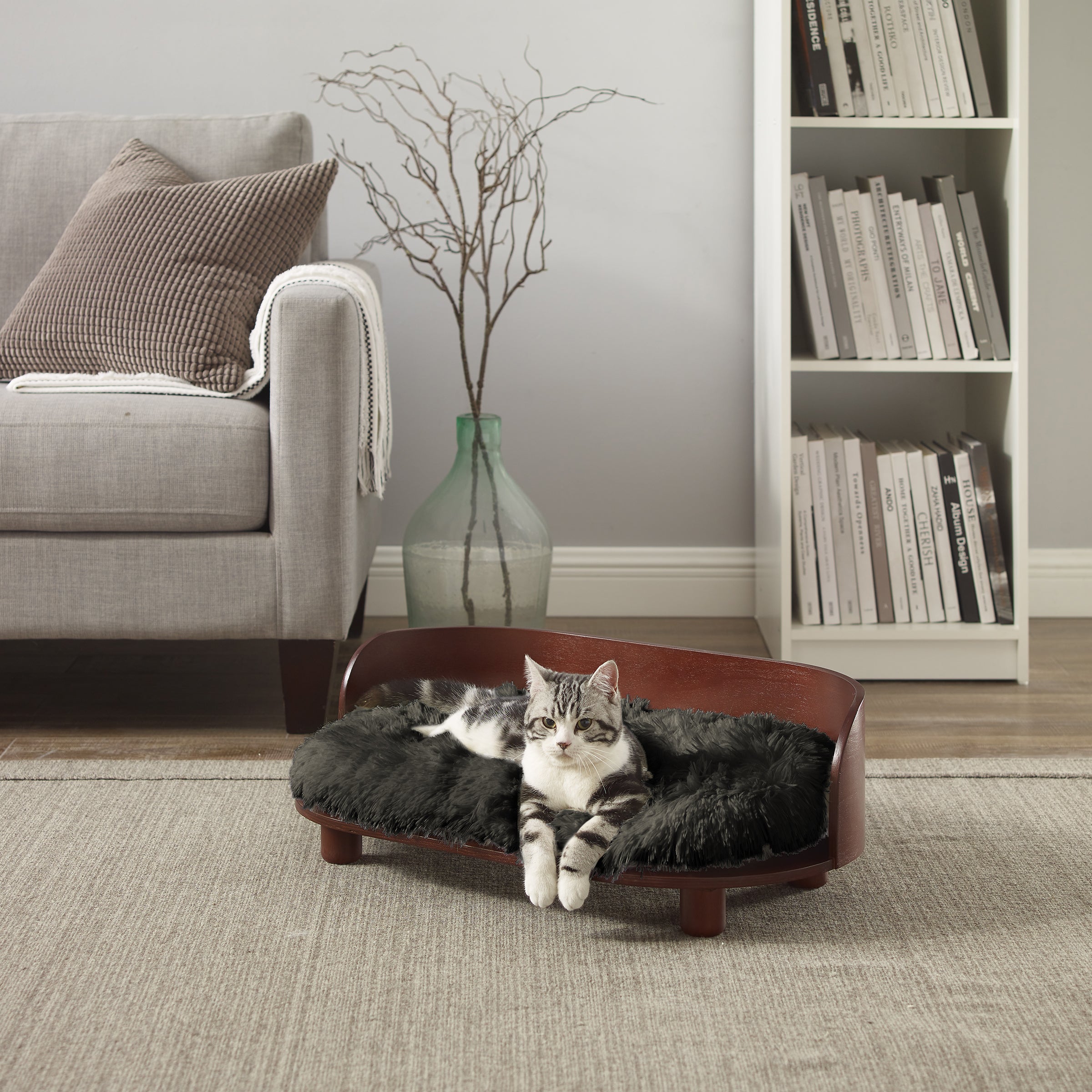 Kuai Cat Bed Bent Wood Medium Dark Brown