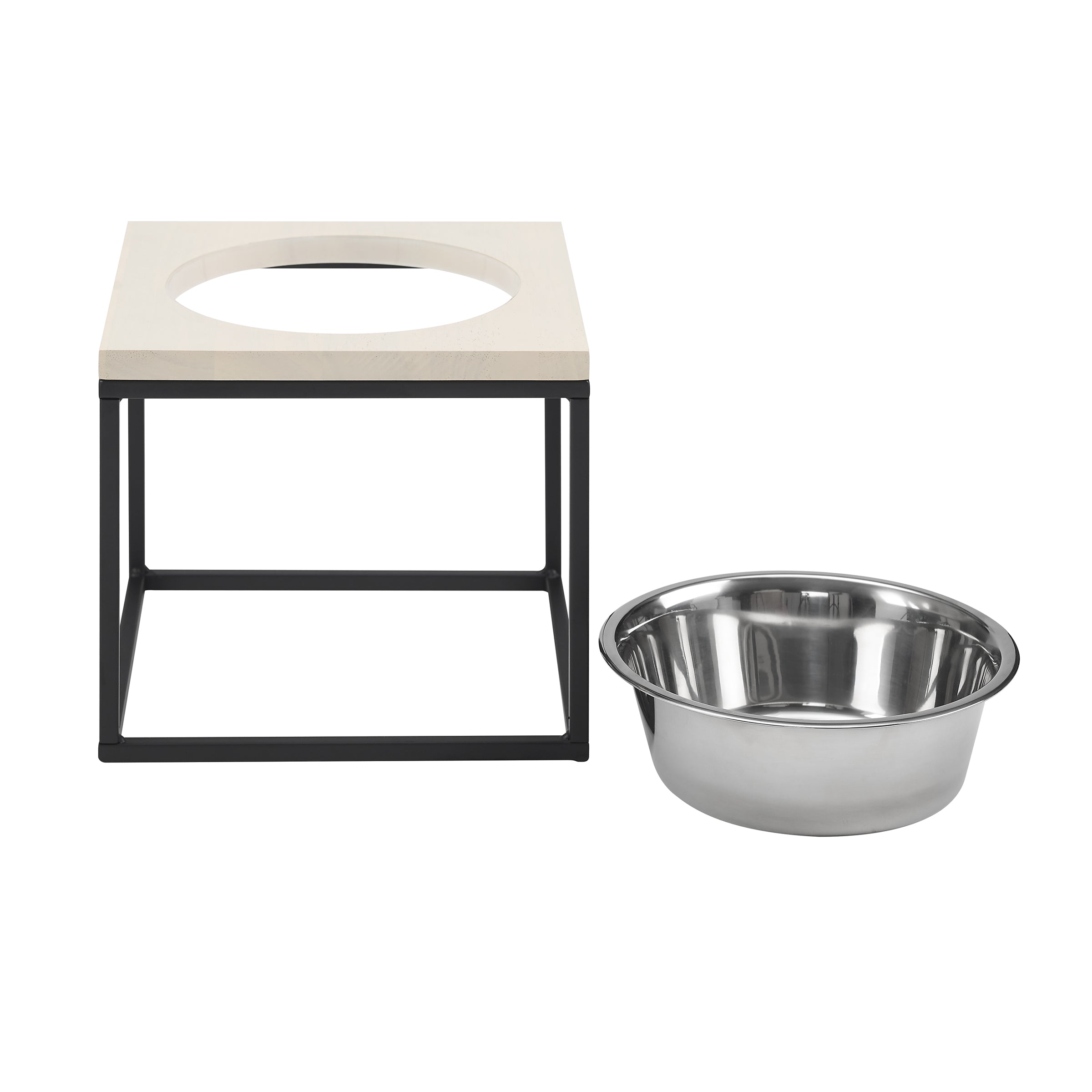 Dan Single Wood and Stainless steel Pet Bowl