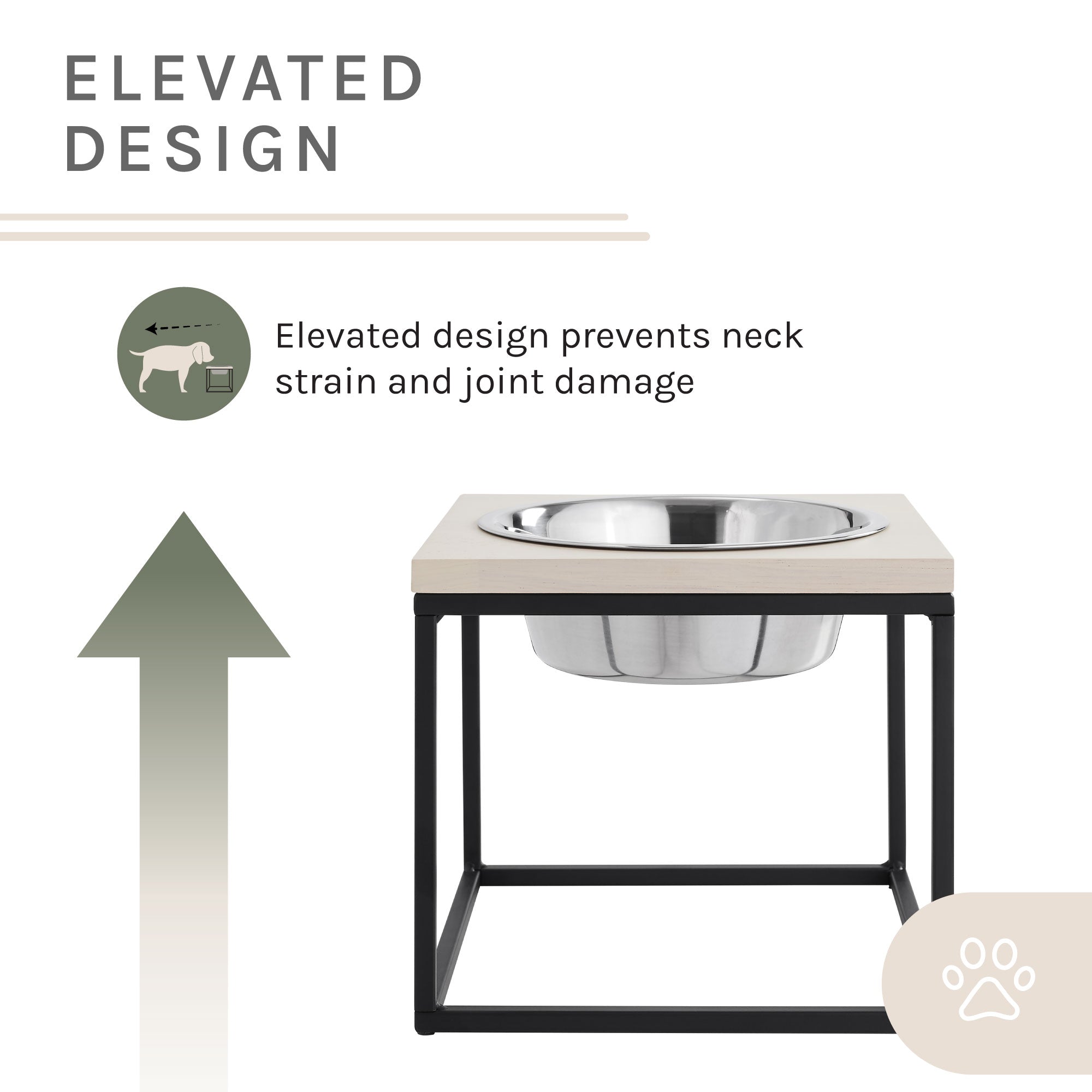 Dan Single Wood and Stainless steel Pet Bowl