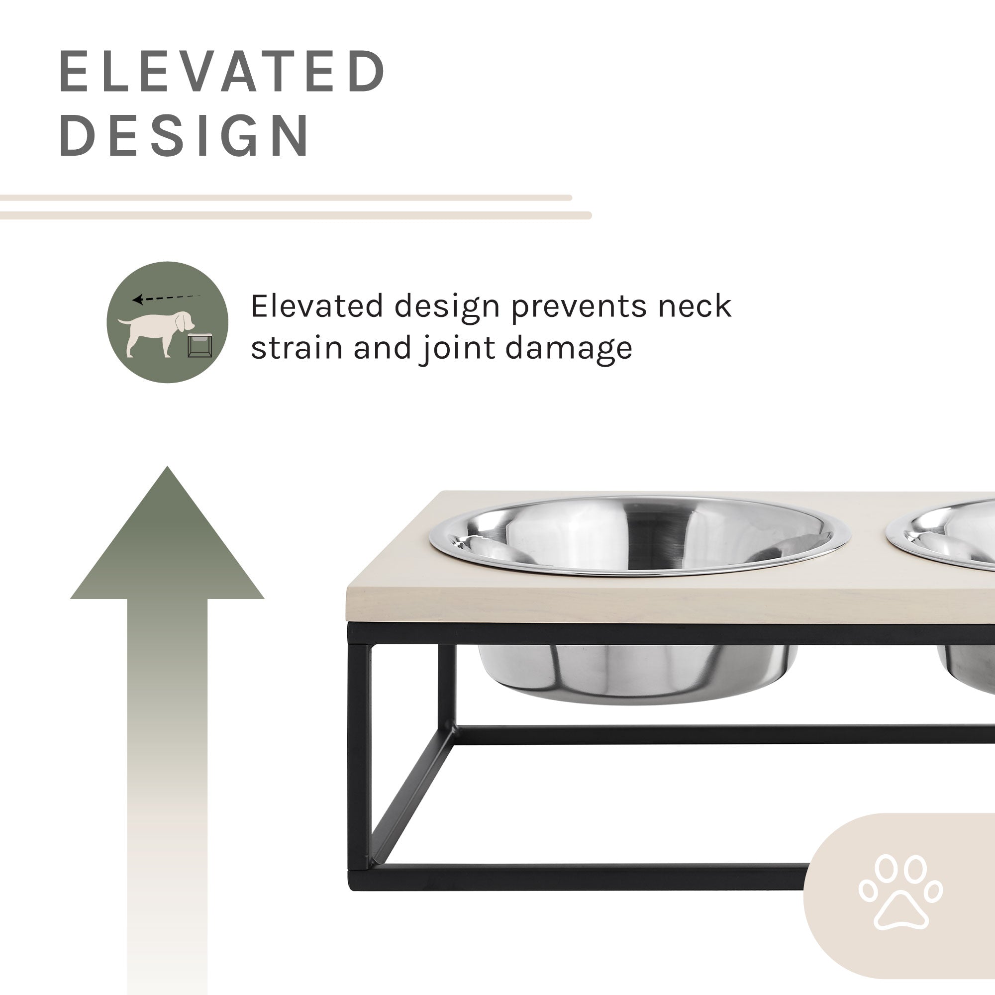 Dan Double Wood and Stainless steel Pet Bowl