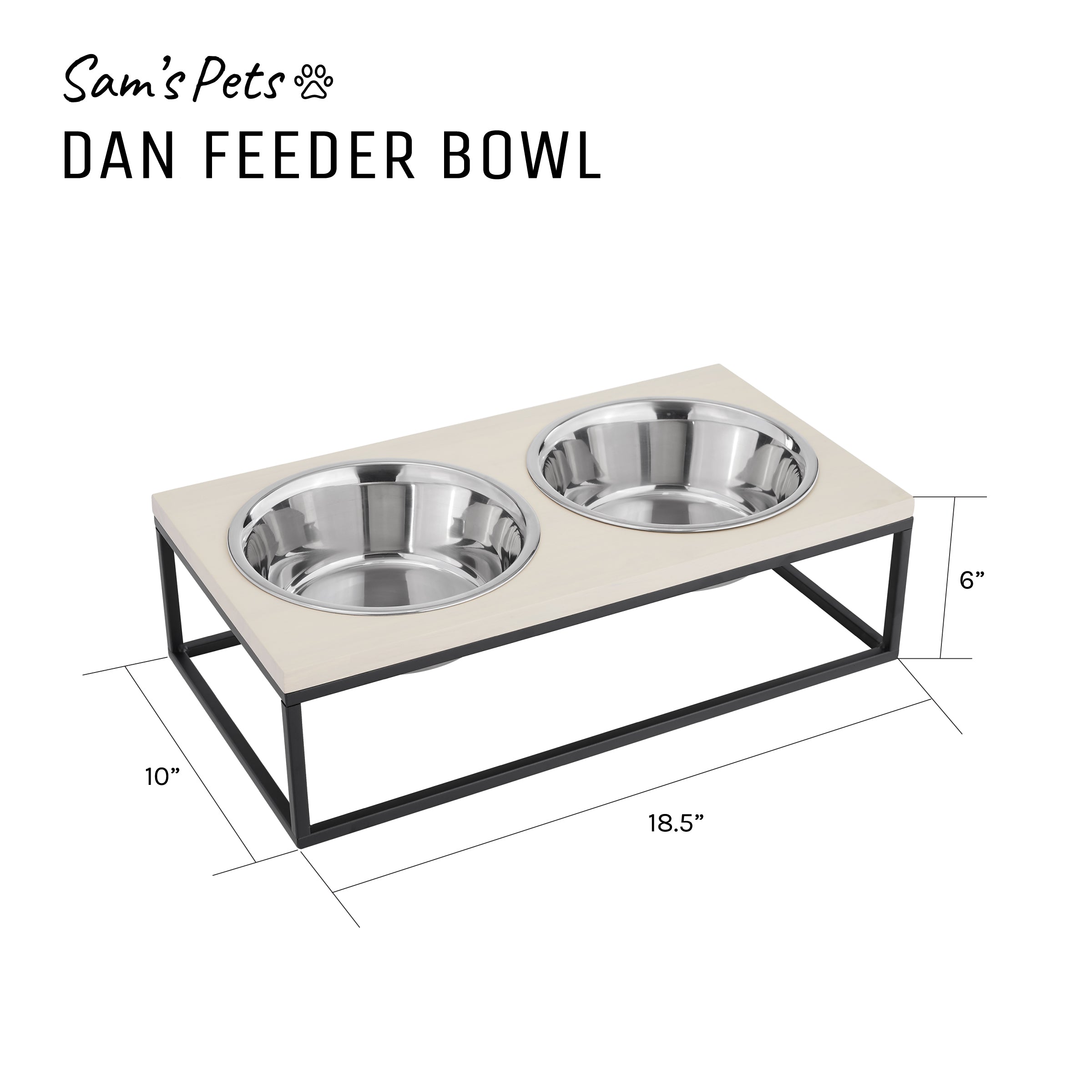 Dan Double Wood and Stainless steel Pet Bowl