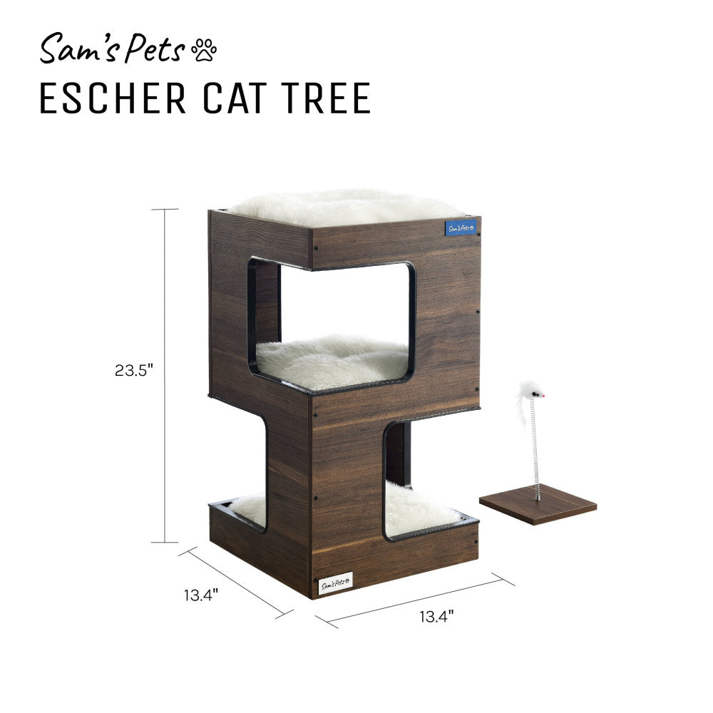 Escher Cat Tree 23.5'' In Dark Walnut