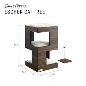 Escher Cat Tree 23.5'' In Dark Walnut
