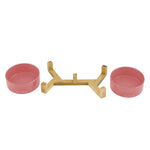 Coco Dual Pet Bowl With Wood Stand 5.11 In Pink