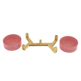 Coco Dual Pet Bowl With Wood Stand 5.11 In Pink