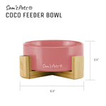 Coco Single Pet Bowl With Wood Stand 5.11 In Pink