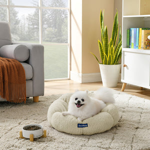 Chloe 19.68'' Cuddler Dog Bed In Beige