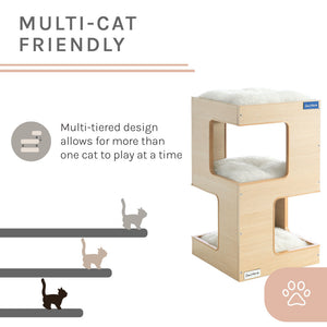 Escher Cat Tree 23.5'' In White Oak